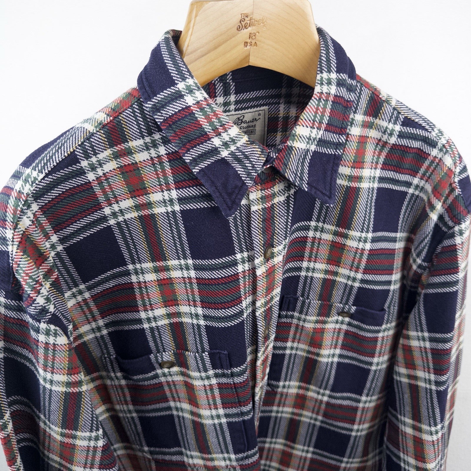 90’s Vtg Eddie Bauer Heavy Plaid Flannel Long Sleeve Button Up Shirt Mens L
