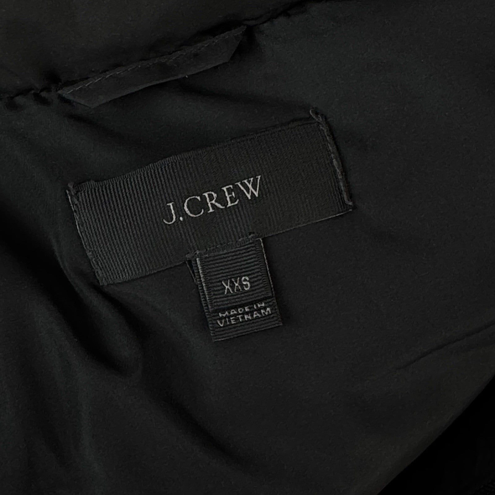 J Crew Women’s Mountain Puffer Vest XXSmall Solid Black Down Filled Side Zip