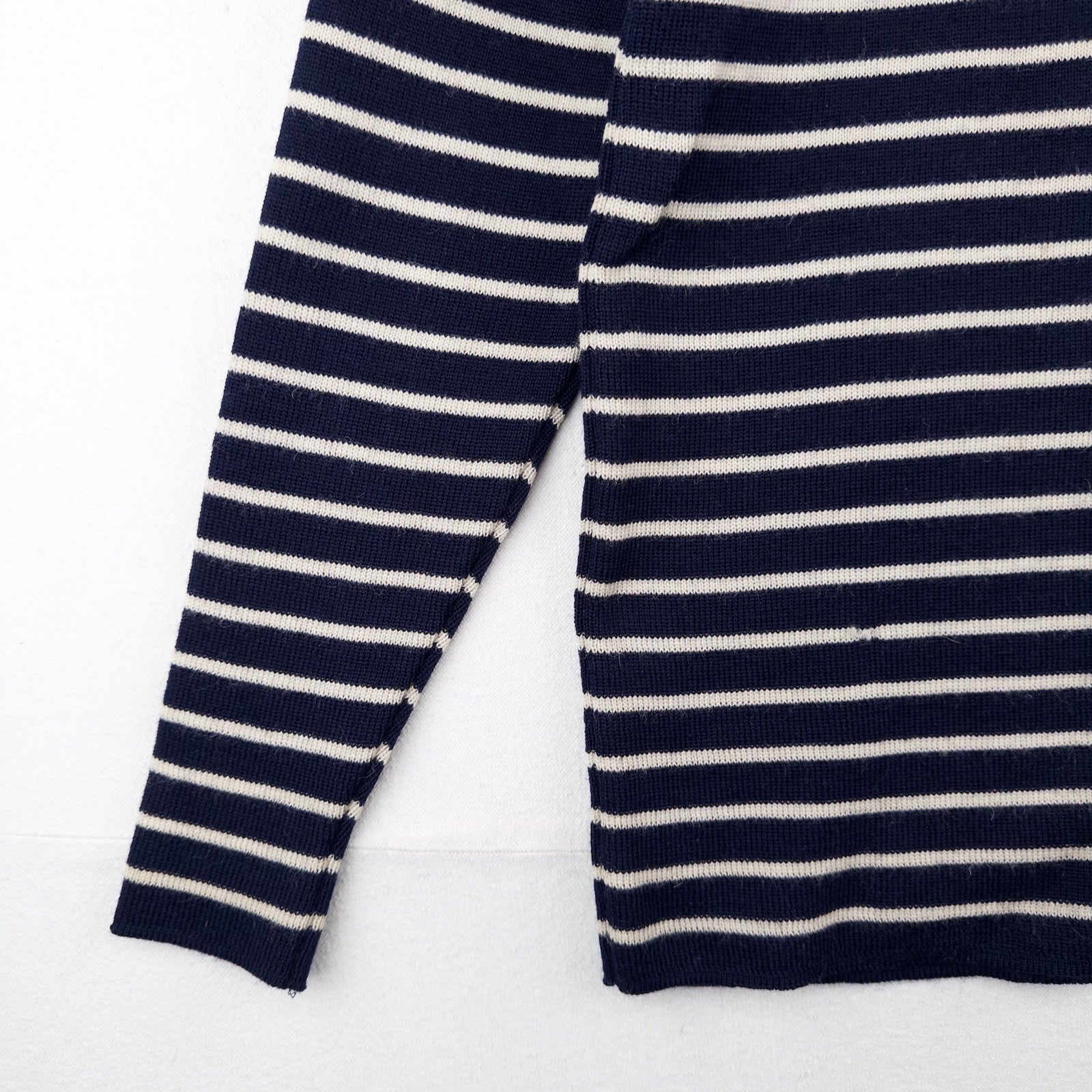 70’s Saint James Wool Sweater Bretone Stripe Button Shoulder Made France Blue M