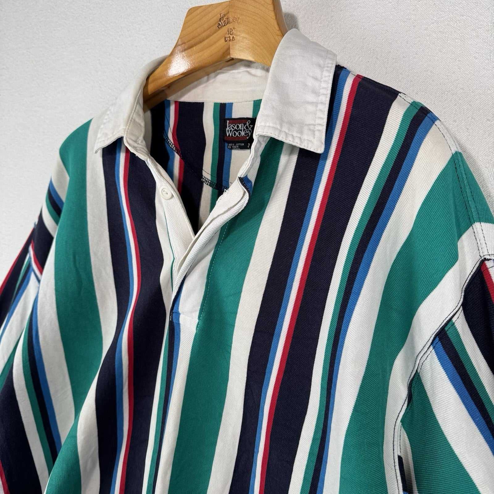 80’s Vtg Jason & Wooley Men’s L Multi Color Striped Rugby Long Sleeve