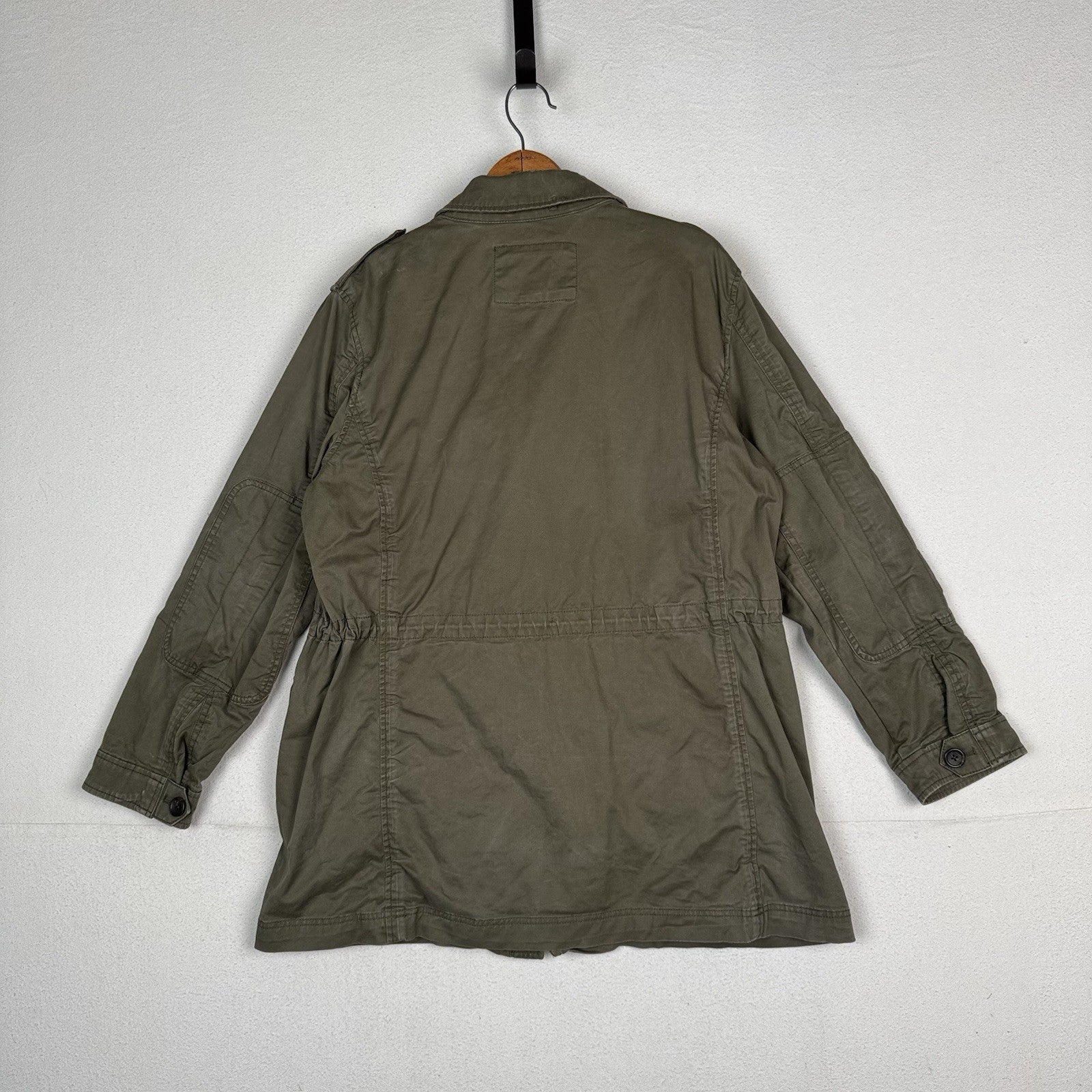Banana Republic Military Jacket Womens XL 4-Pockets Green Cinch Waist *Read