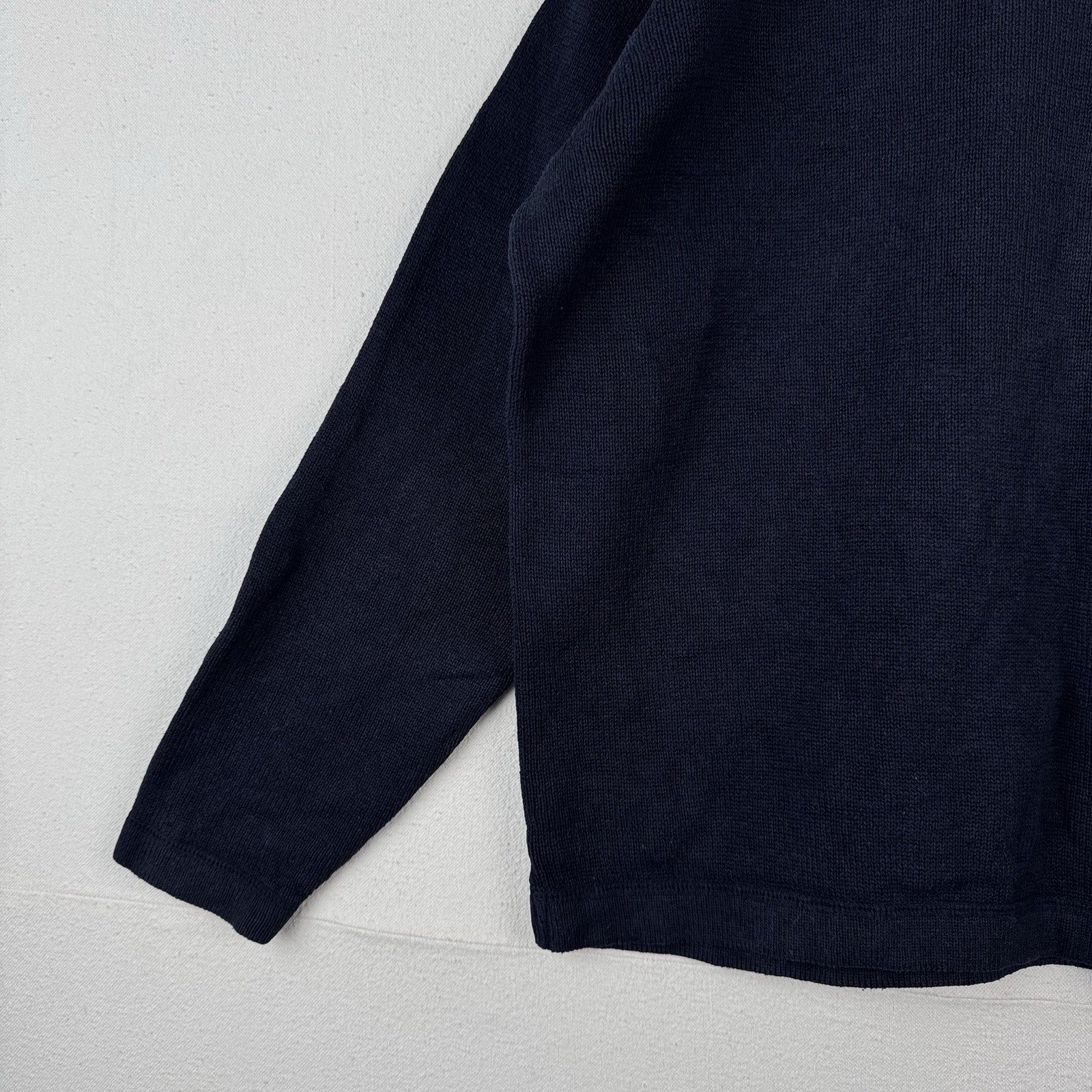 90’s Vintage Polo Ralph Lauren Men’s Large Linen Knit Crewneck Sweater Navy Blue
