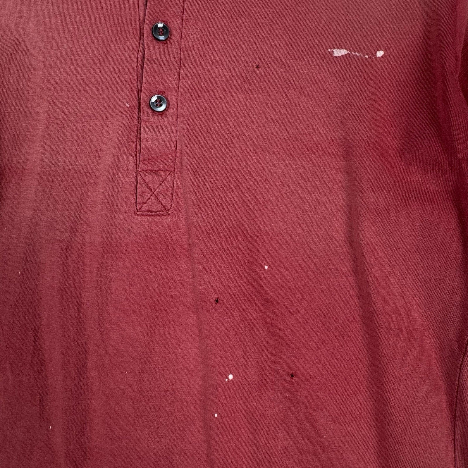 True Vintage 50s Kids Small Faded Distressed Red Henley Shirt Made In USA