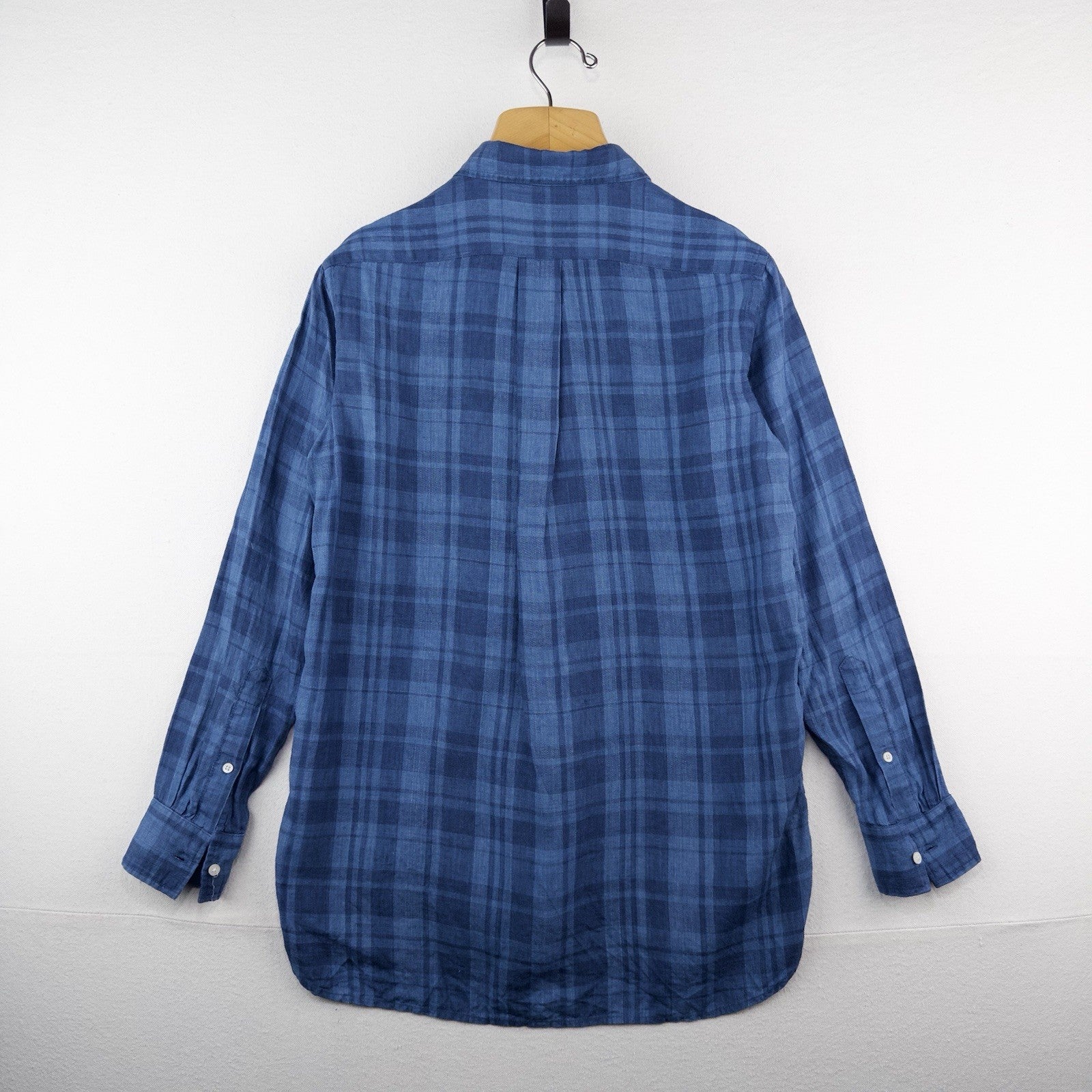 Lauren Ralph Lauren Women's Small Linen Blue Plaid Popover Shirt