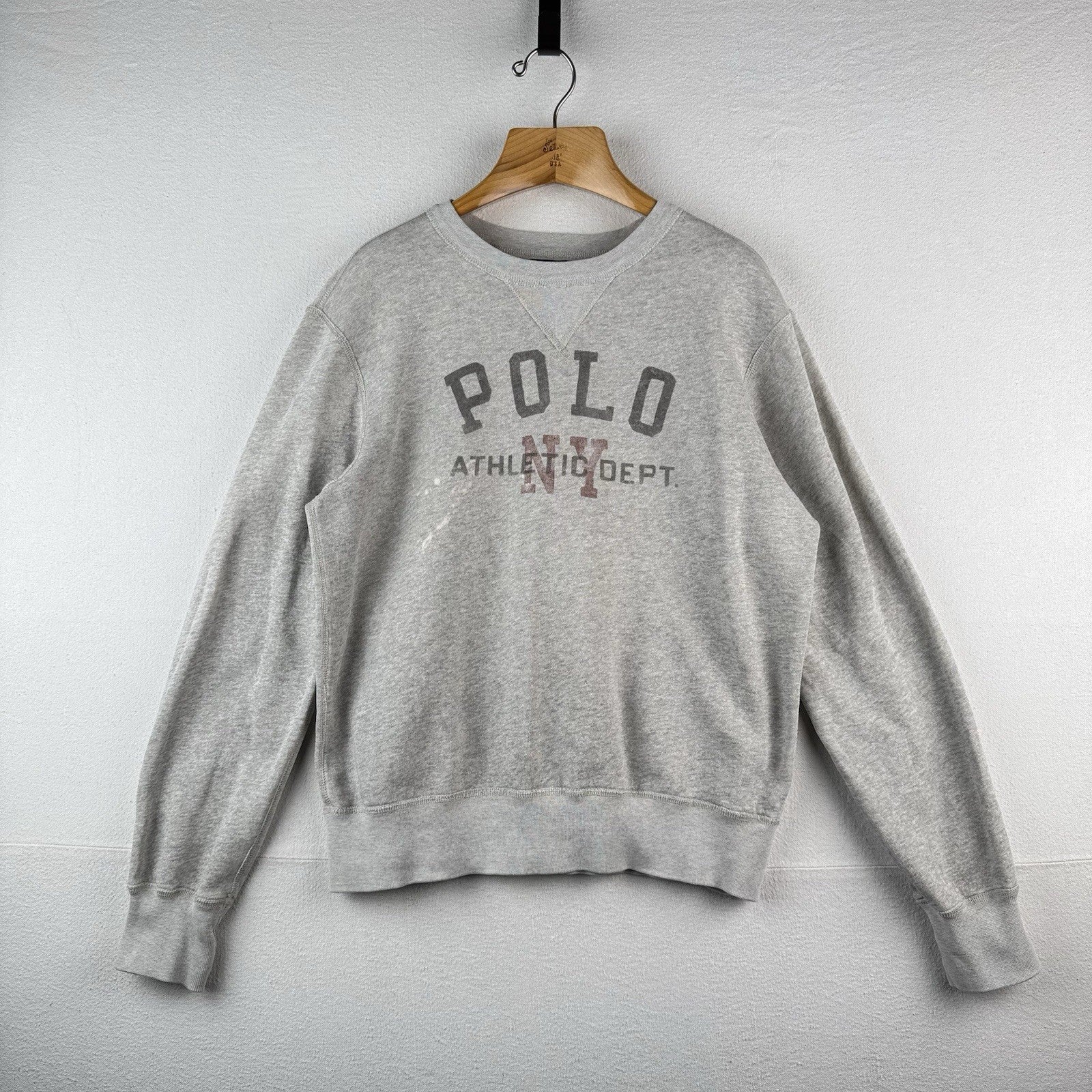 Polo Ralph Lauren Sweatshirt Men’s L Gray Polo NY Athletic Dept Fleece Crewneck