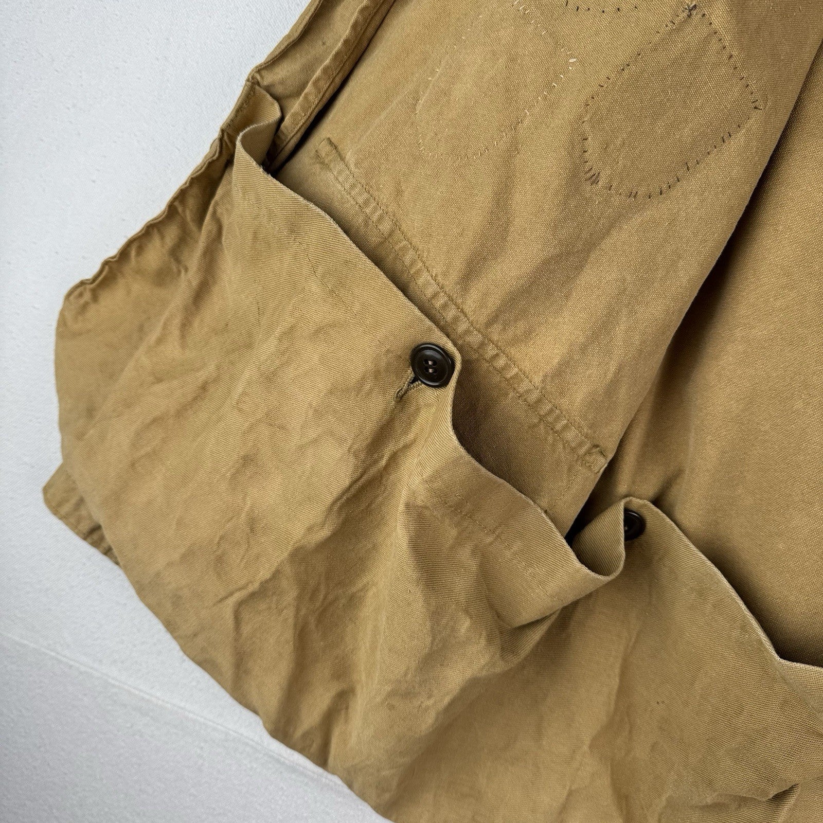 40s 50’s Vtg Hetterick Mfg Co Hunting Jacket Chore Coat Patches 46” USA *Read