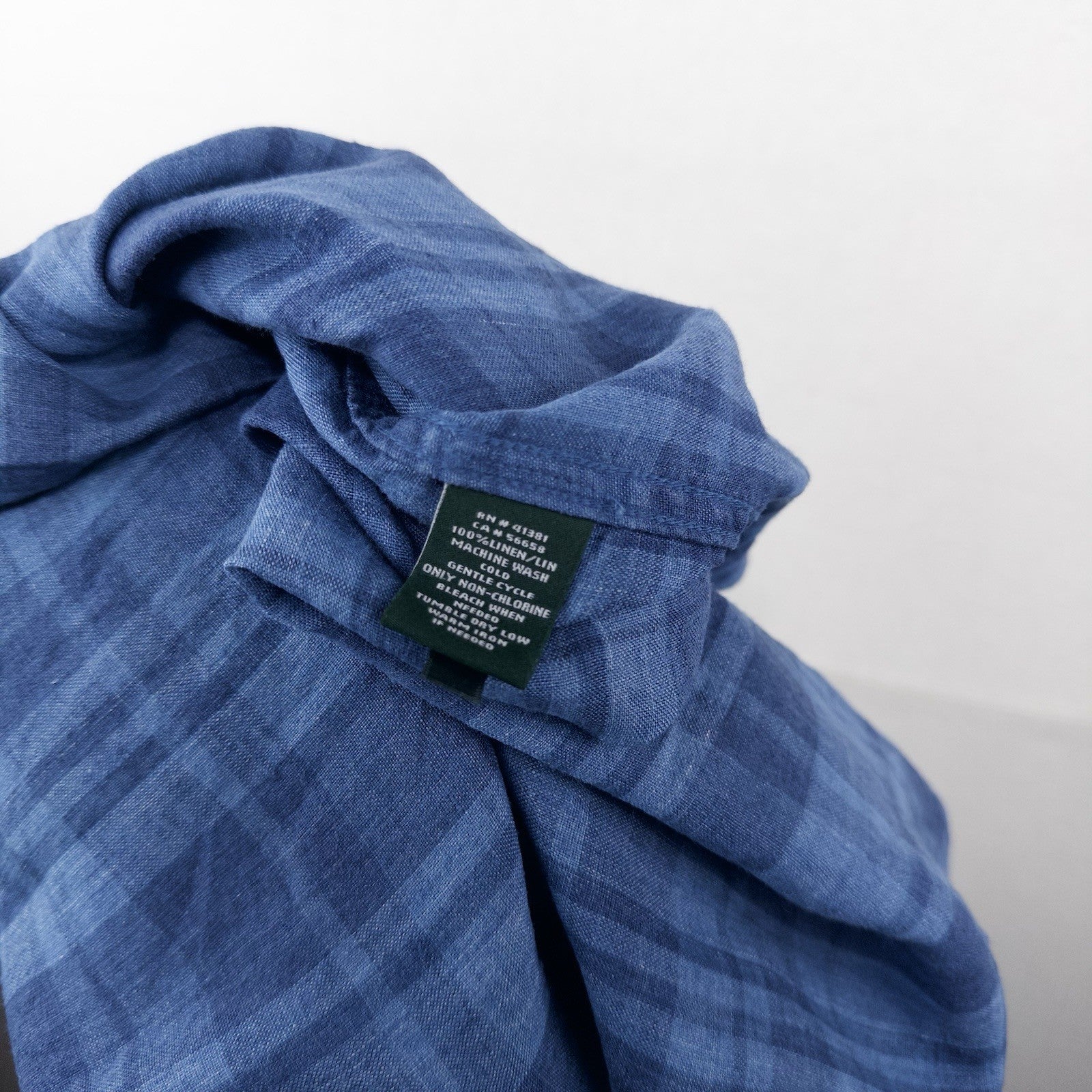 Lauren Ralph Lauren Women's Small Linen Blue Plaid Popover Shirt