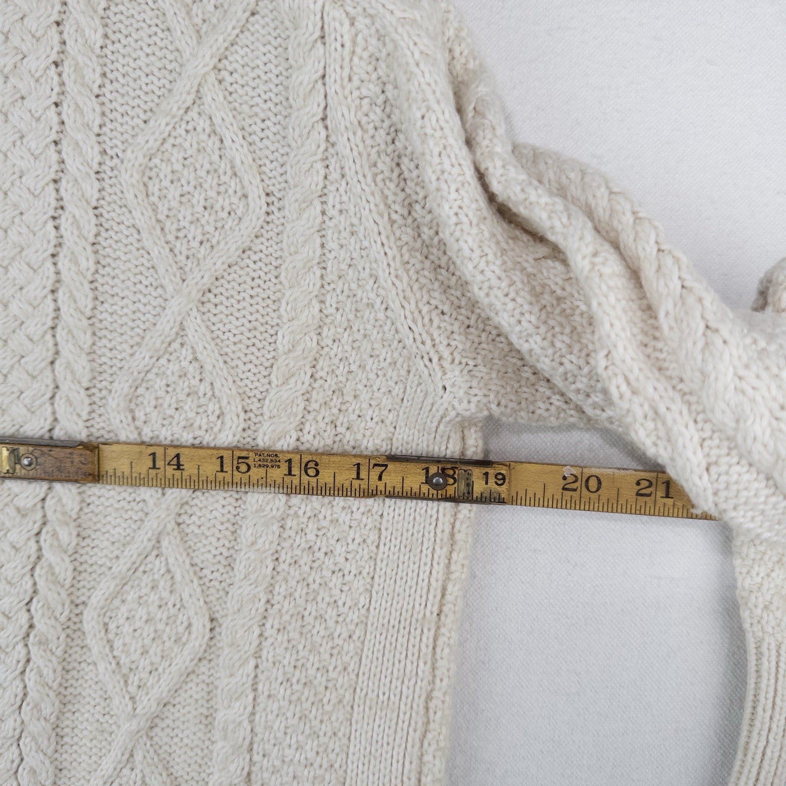 Polo Ralph Lauren Cream Cable Knit Fisherman's Sweater Women’s XS Side Vents