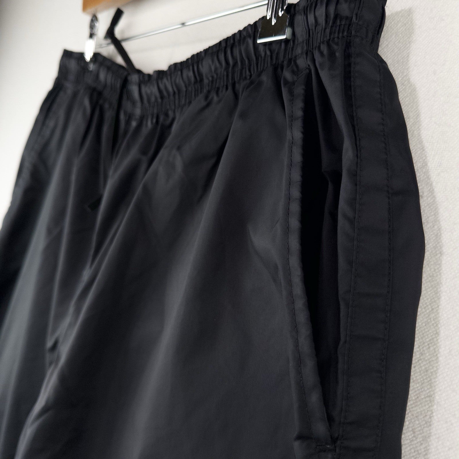 90’s Vintage Nike Nylon Track Pants Men's Large Black Unlined Wide Leg Baggy