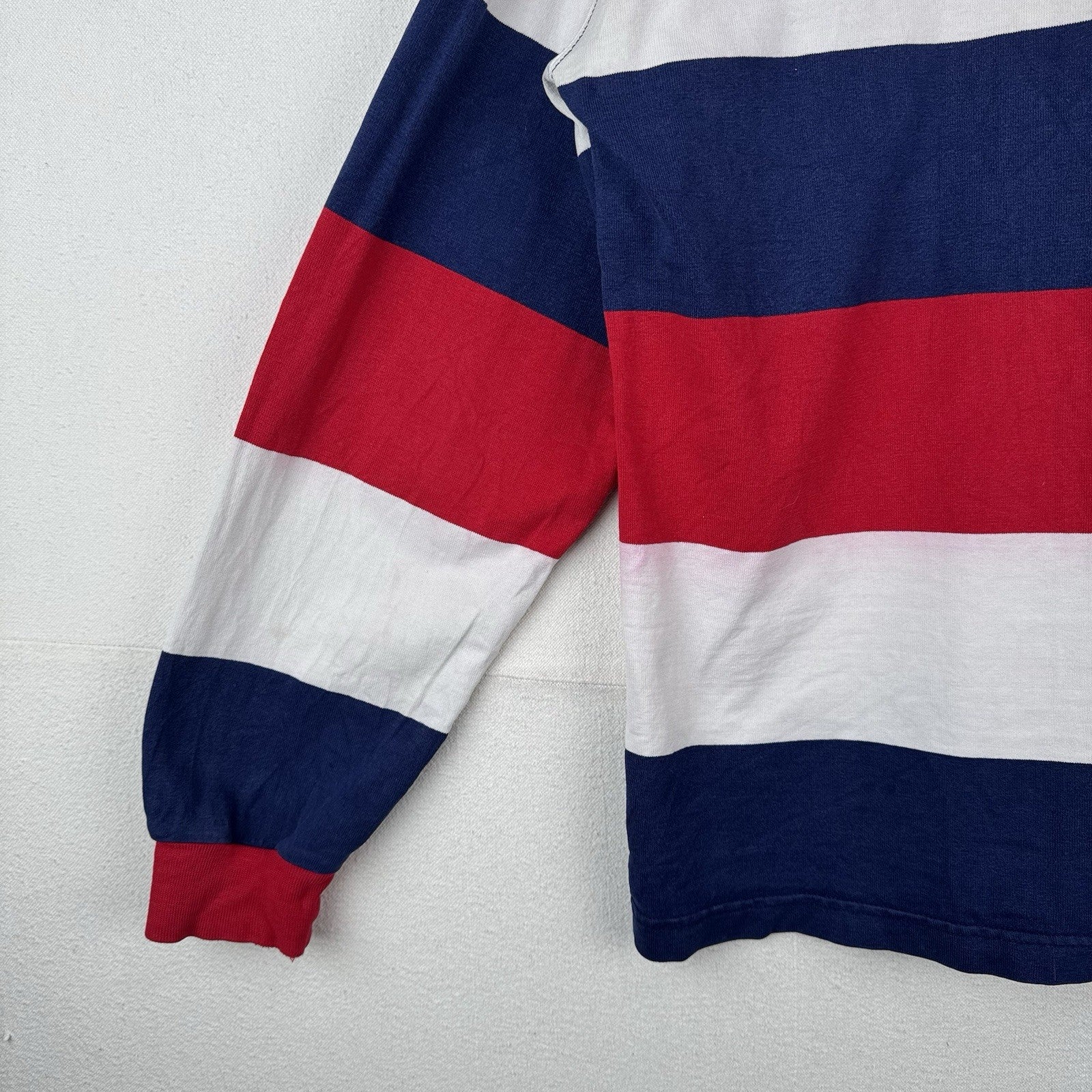 90’s Vtg Lands End USA Rugby Football Union Stripe Shirt Mens XL Made USA *Read