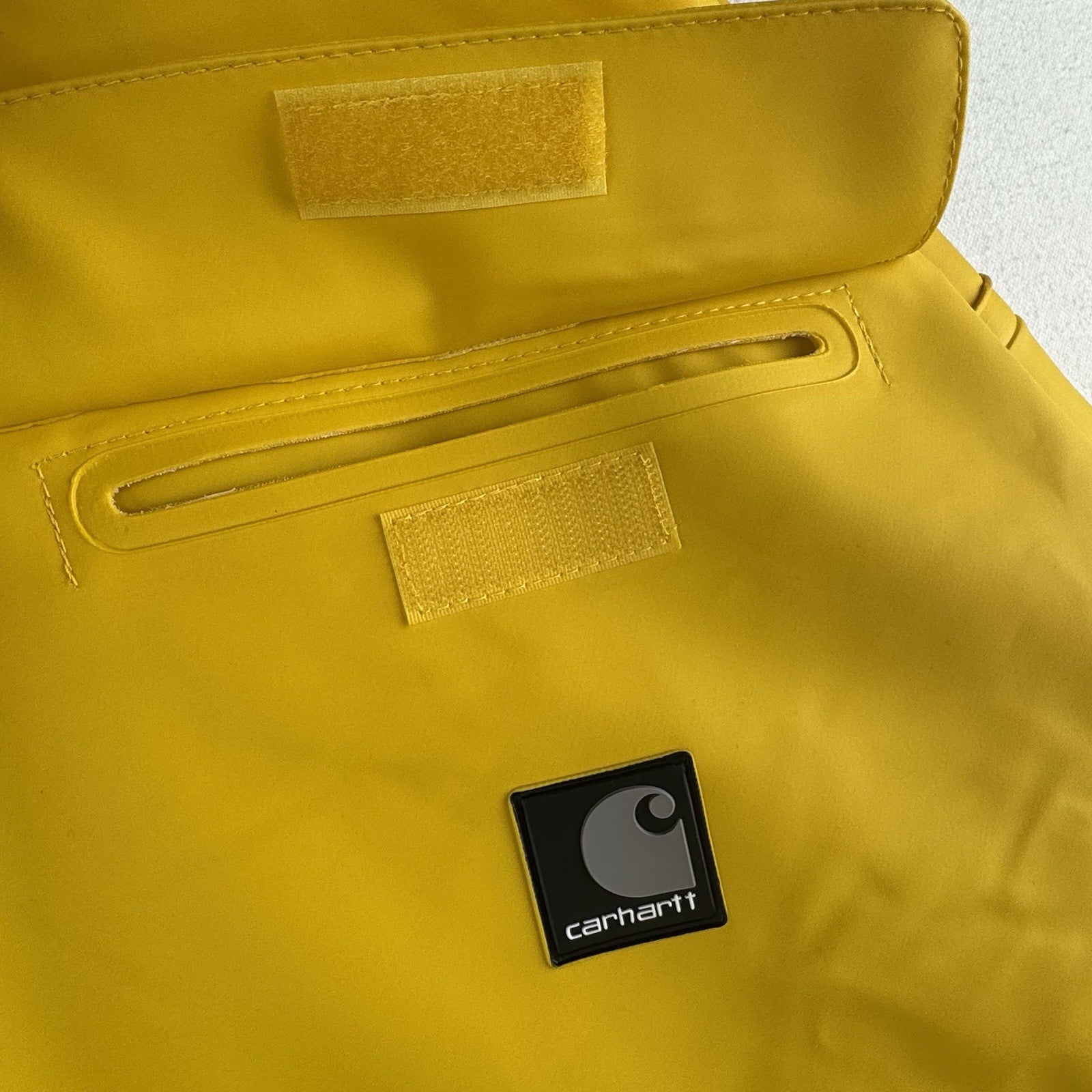 Vintage Carhartt Waterproof Surrey Yellow Rain Jacket Men’s Large PVC Snap Hood