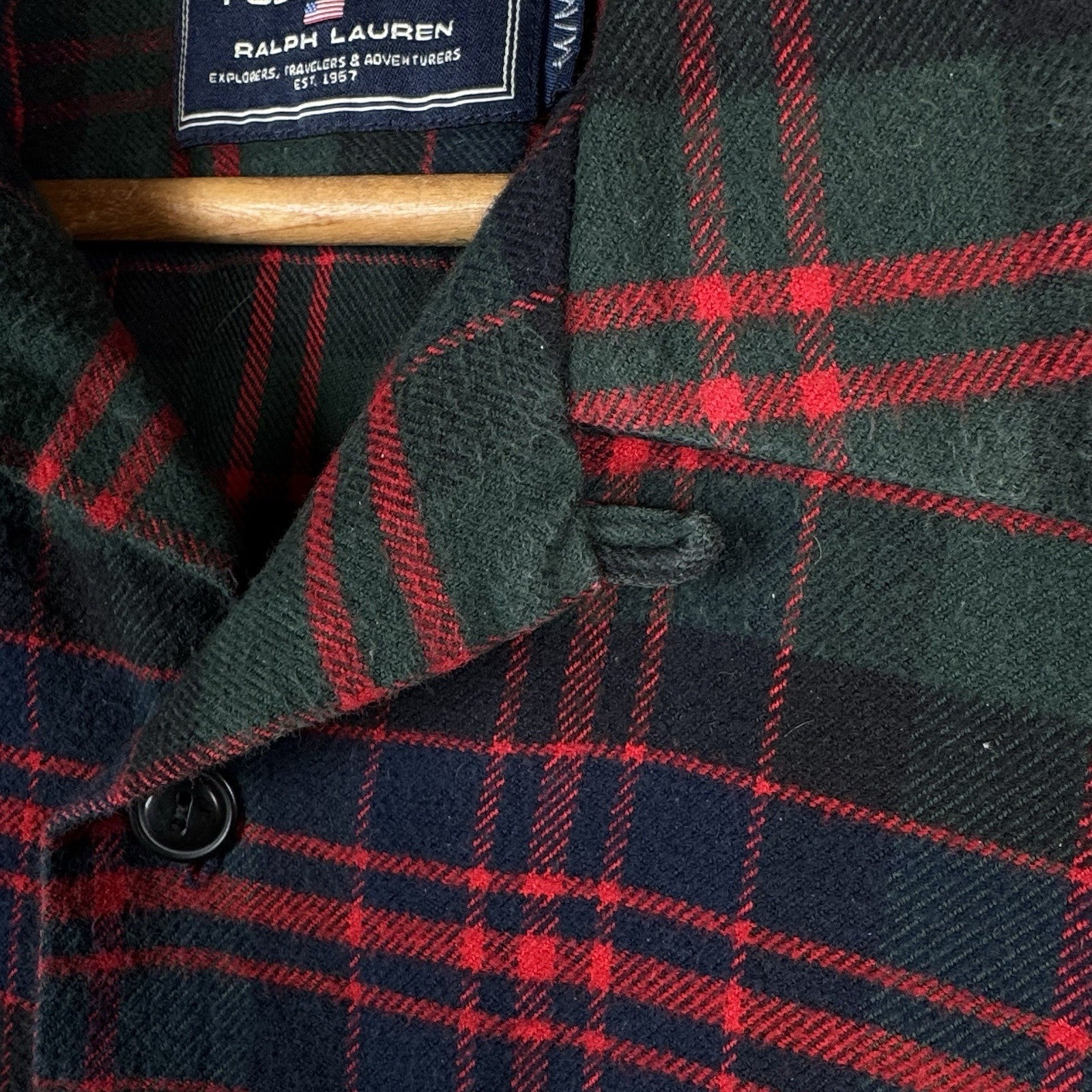 Vtg Ralph Lauren Polo Sport Tartan Plaid Flannel Ski Camp Work Shirt Mens Size M