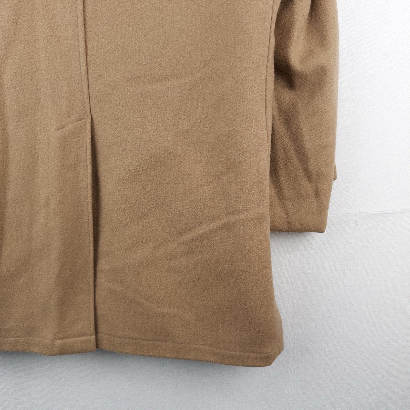 70’s Vtg Wool Men’s L/XL 44 Car Coat Overcoat Camel Brown Faux Fur Lining Collar