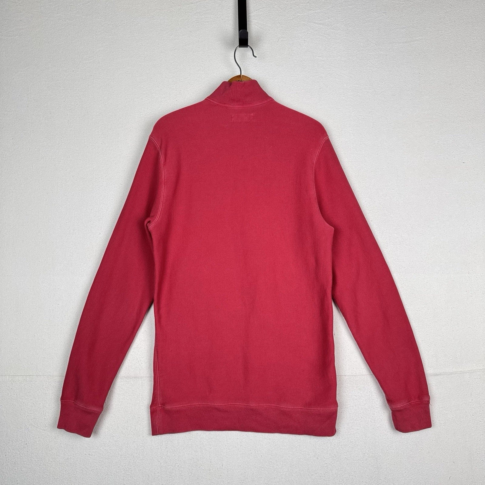Roundtree & Yorke Men’s Long Sleeve Henley 1/4 Button Red Pink Salmon Medium M