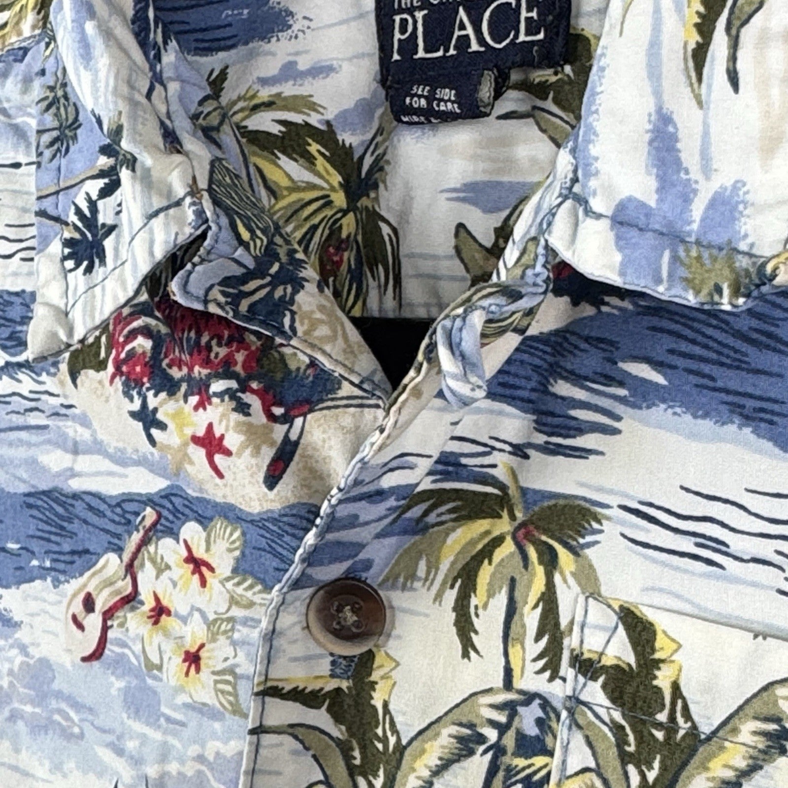 Childrens Place Boys Short Sleeve Collared Hawaiian Shirt Size 24mos