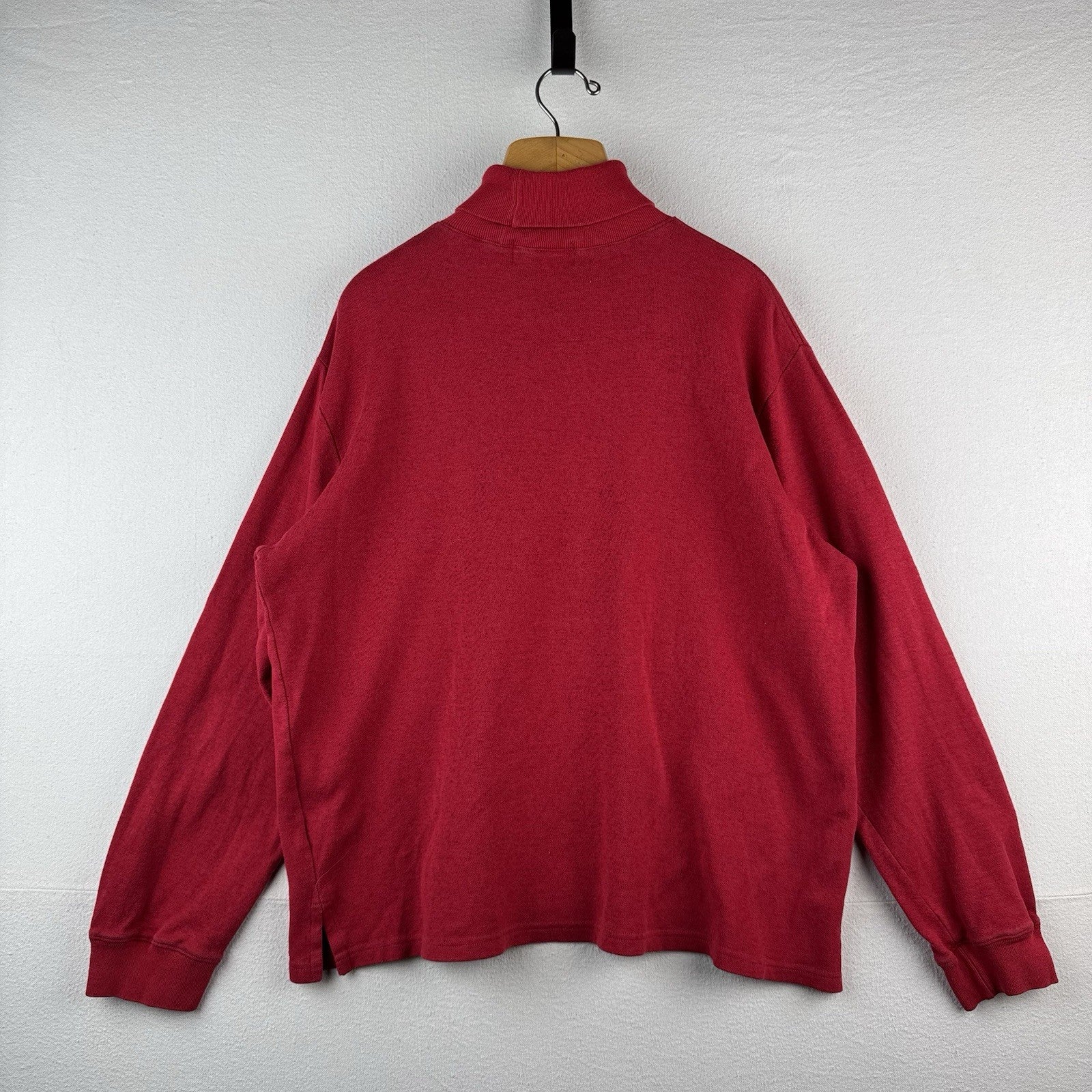 90s Vtg Ralph Lauren Polo Sport Red Turtleneck Spellout Sweater Mens XL Made USA
