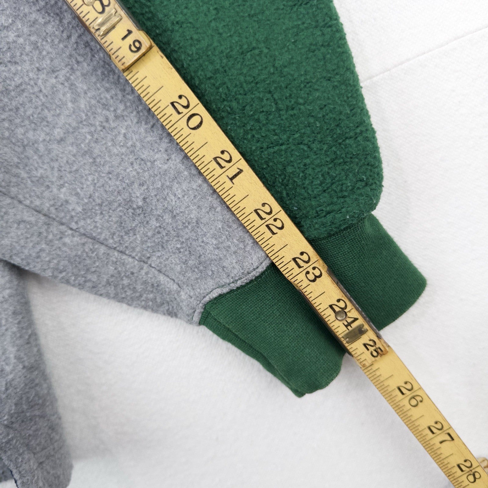 90’s Vtg Lands End Direct Merchants Men’s L Fleece Rugby Blue Green Gray