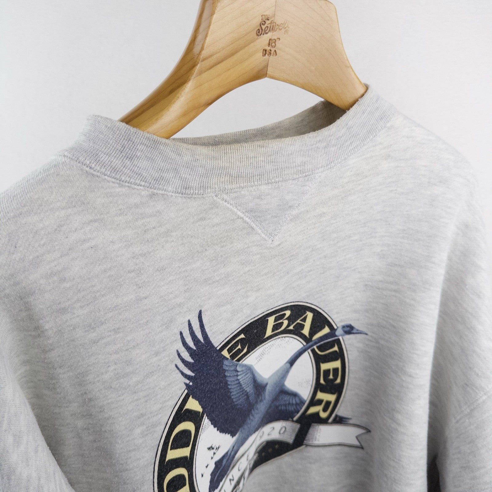 90’s Vtg Eddie Bauer Gray Sweatshirt Mens XL Goose Big Logo Outdoors Crewneck