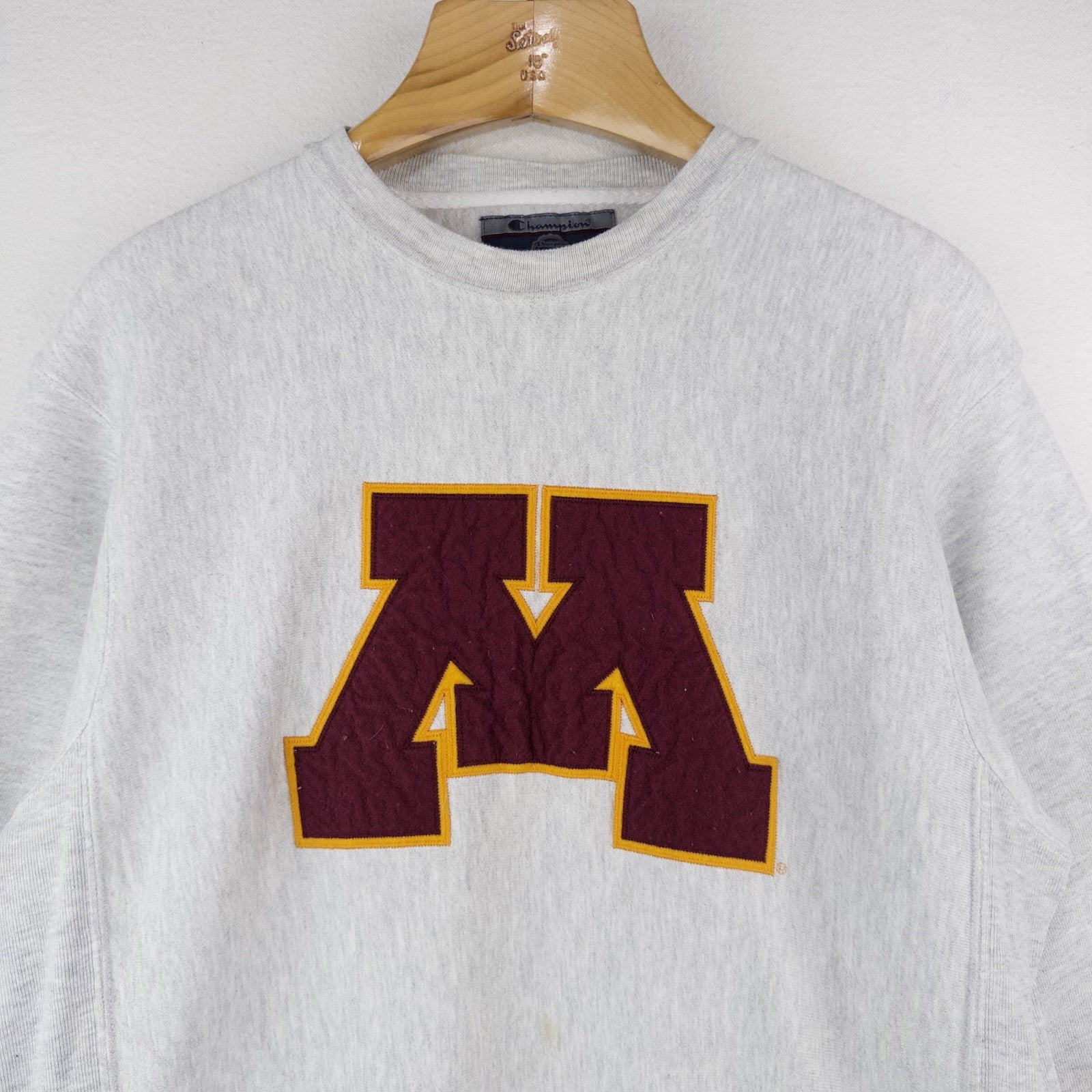 90’s Vtg Champion University Of Minnesota Reverse Weave Gray Crew Sweatshirt M