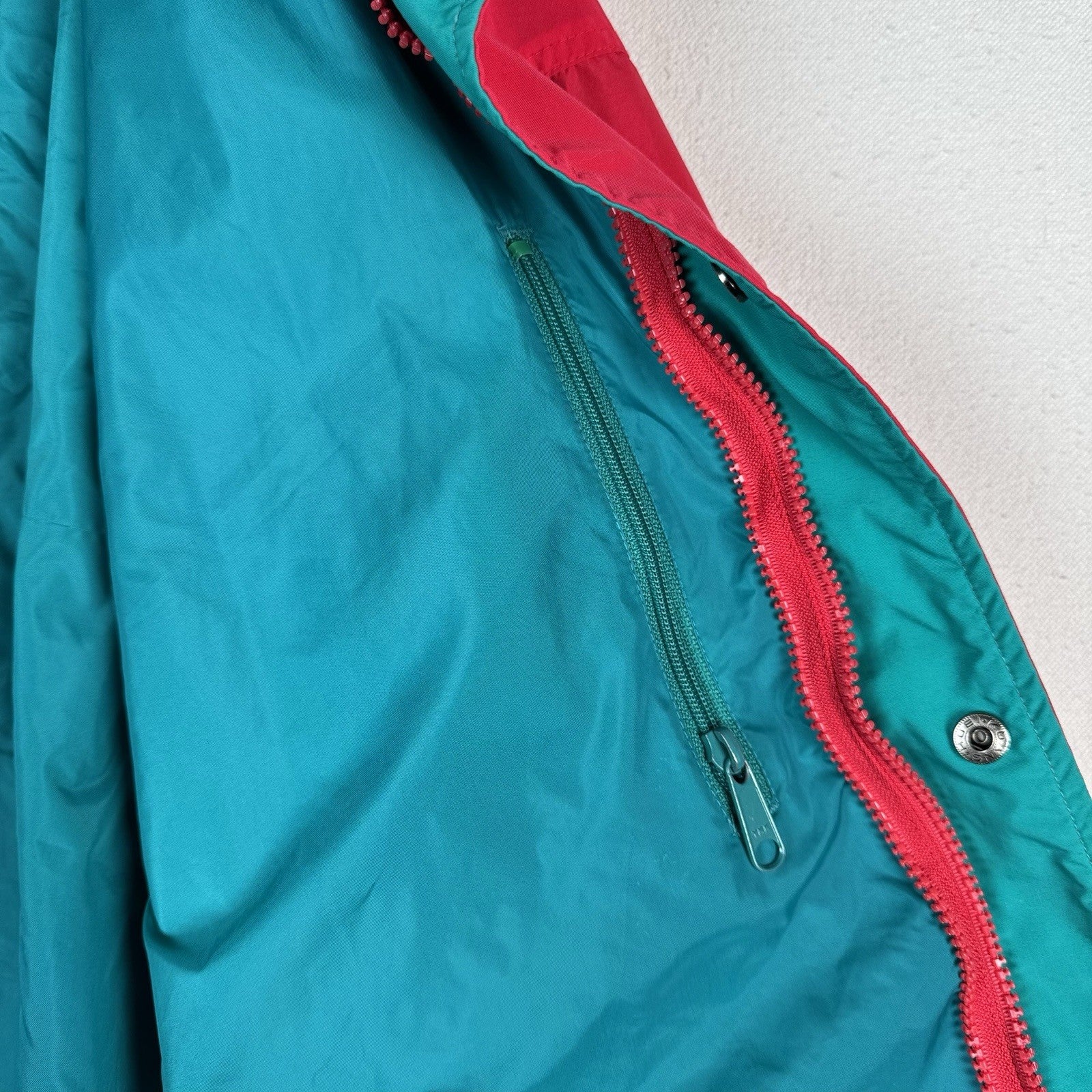Vtg 90s Columbia Mens Bugaboo Jacket Radial Sleeve Medium Pink Teal *Shell Only