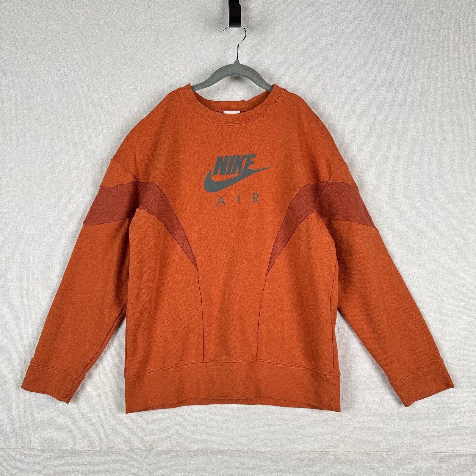 Nike Air Kids Medium Orange Cotton Blend Crew Neck Sweatshirt Reflective Logo