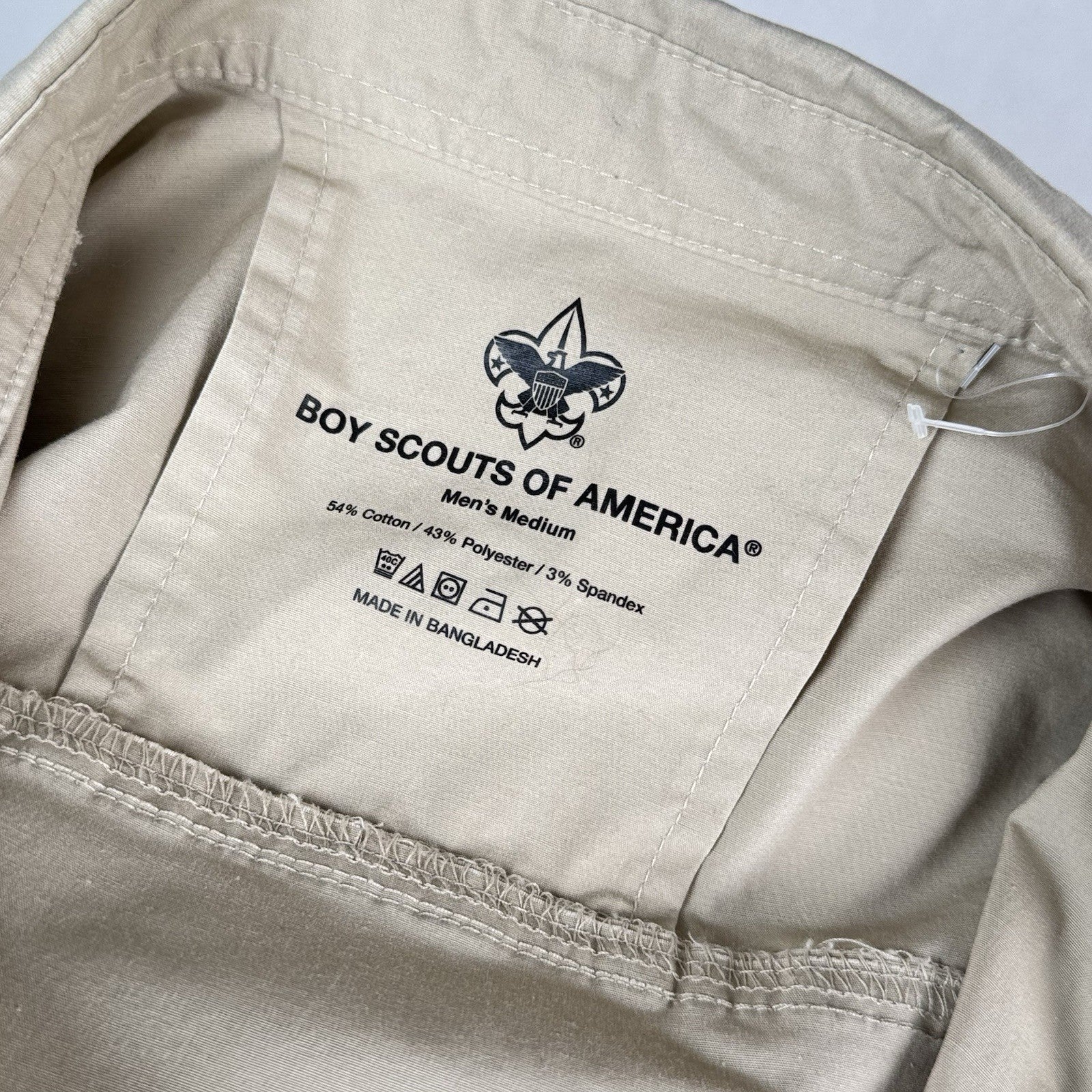 Boy Scout BSA Official Uniform Shirt Men’s M Tan Short Sleeve Patches Lake Erie
