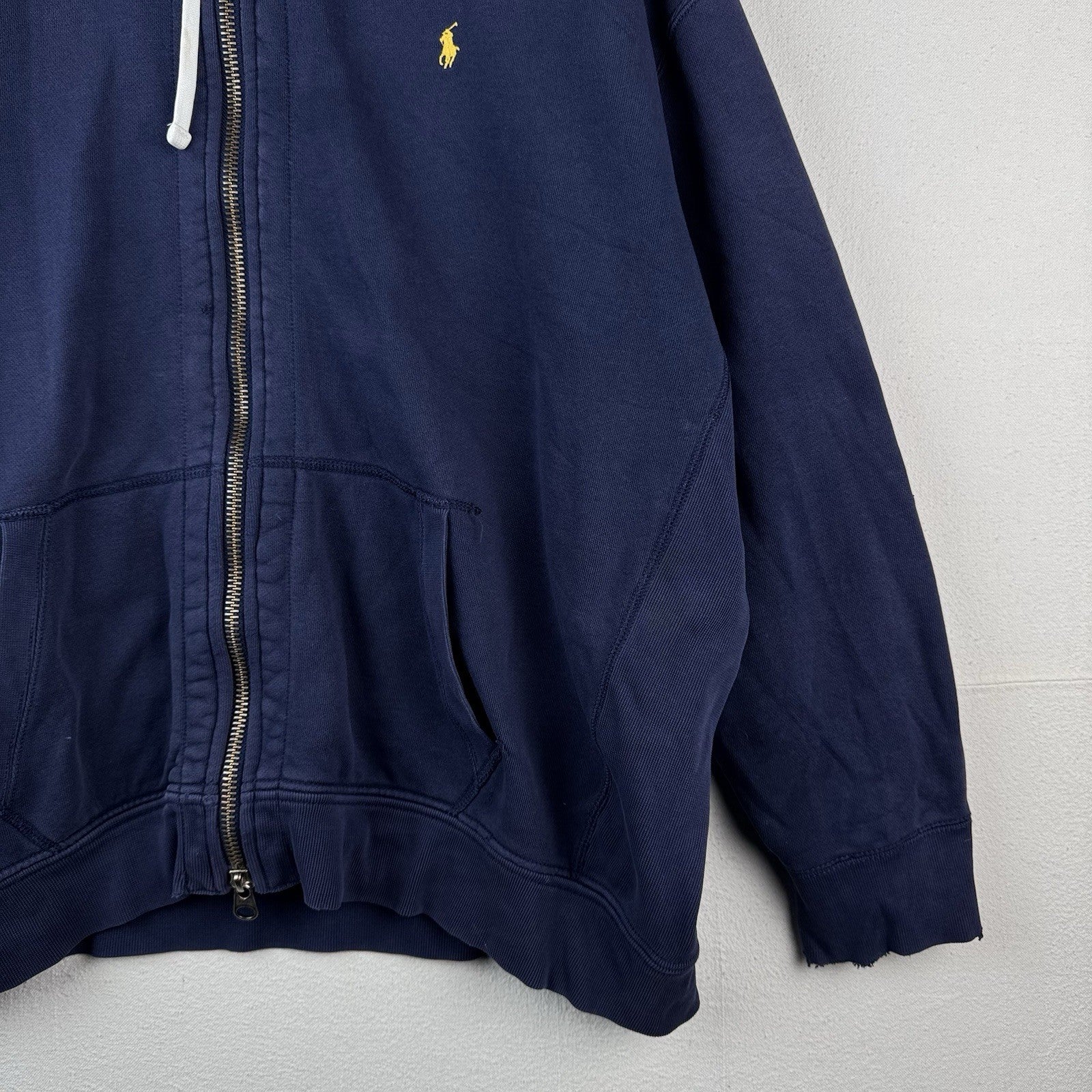 Vintage Ralph Lauren Hoodie Men’s 4XL Navy Blue Sweatshirt Full Double Zipper