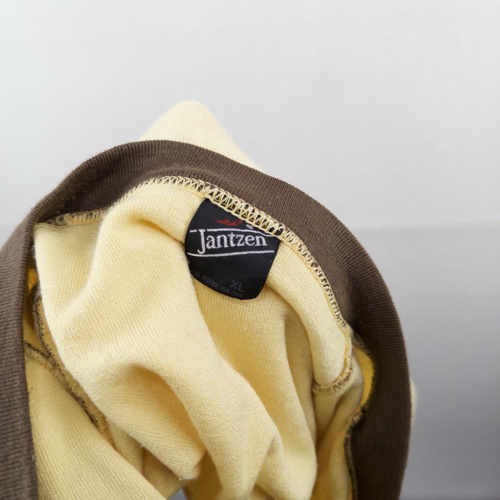 70s Vtg Jantzen Mens XL Yellow Terry Short Sleeve Zip Cabana Pool Shirt Made USA