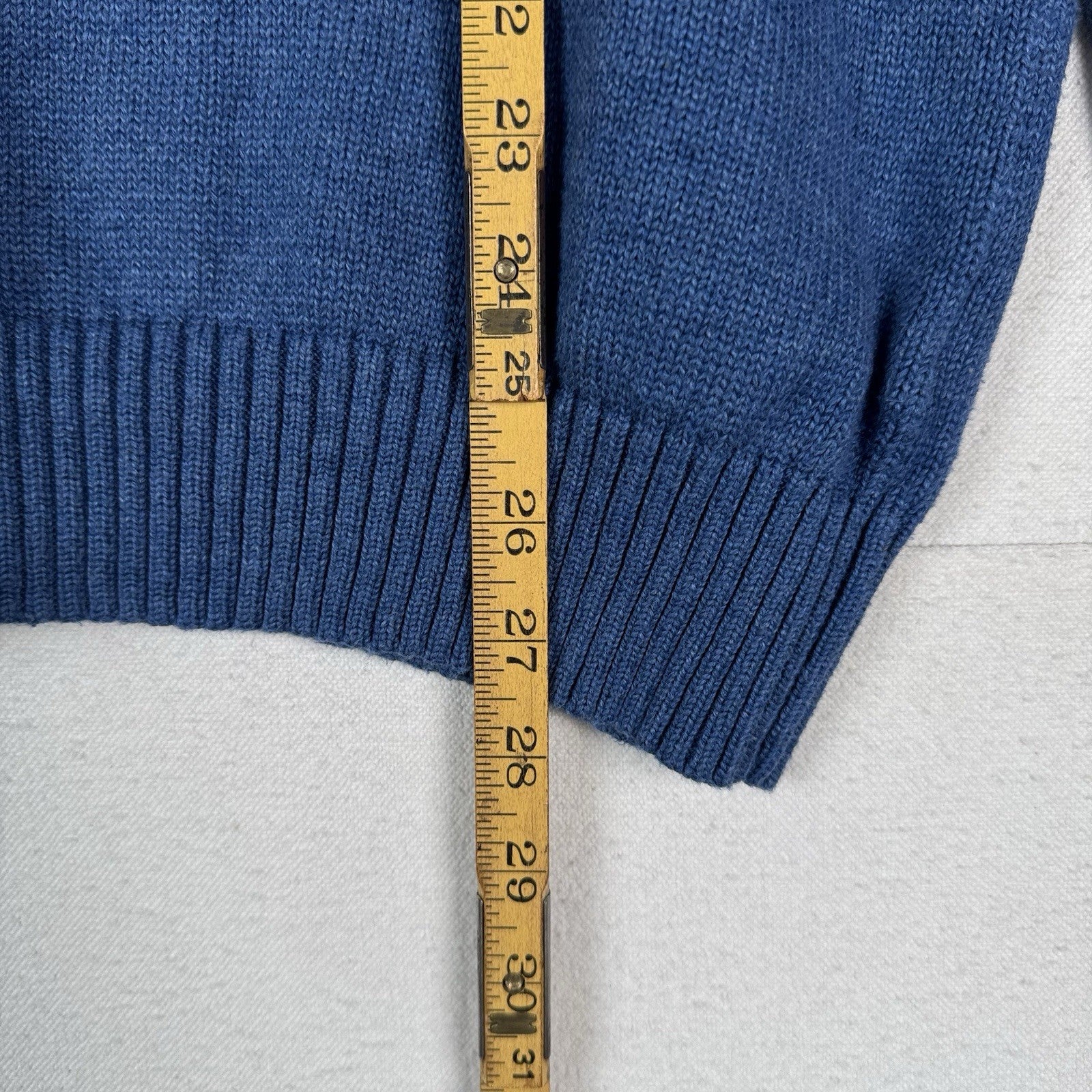 Vintage Polo Ralph Lauren Blue 1/4 Zip Pullover Sweater Men's XL Cotton