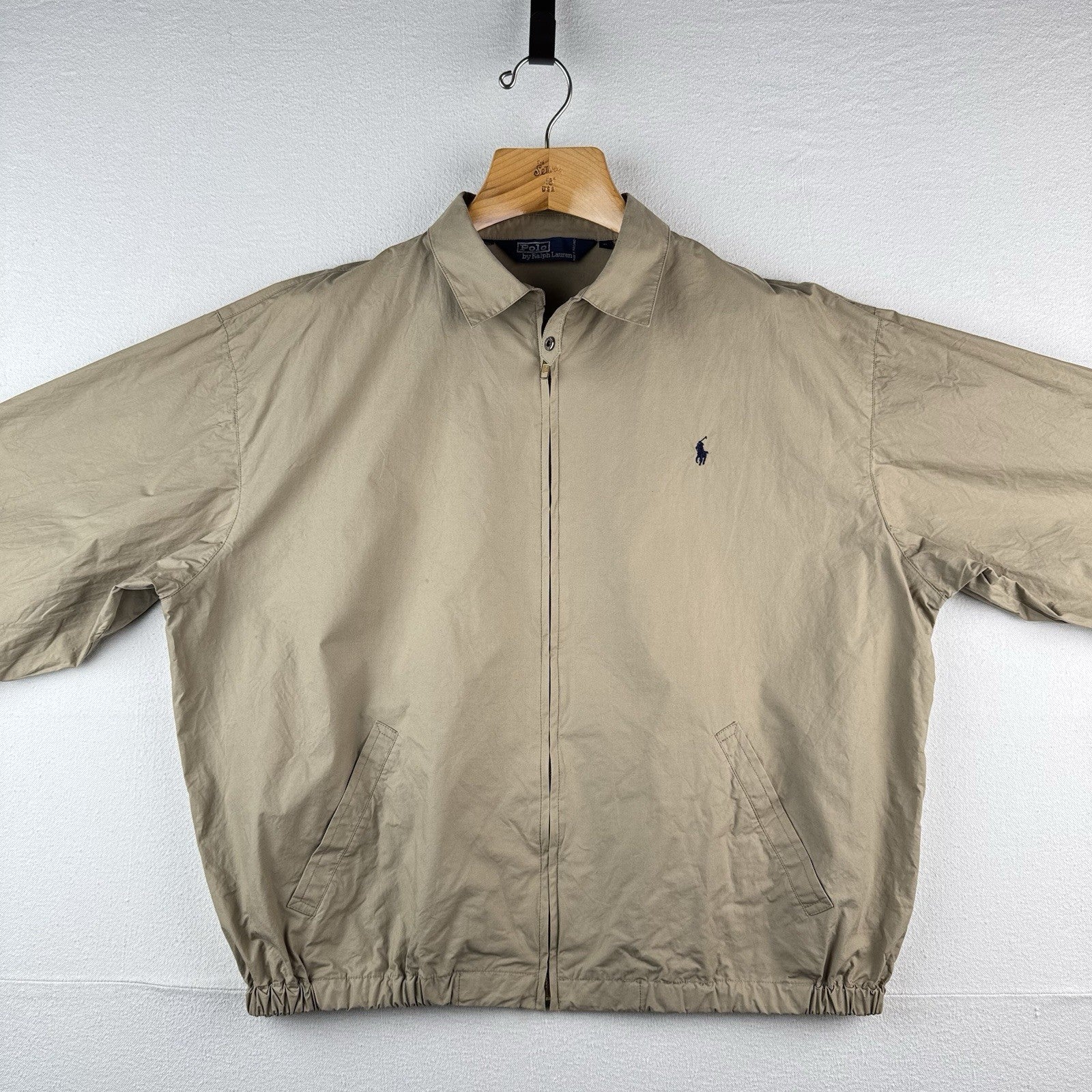90’s Vintage Polo Ralph Lauren Men’s XL Unlined Harrington  Jacket Beige Tan