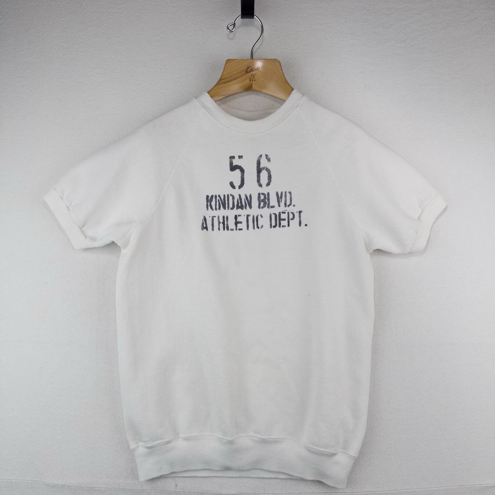 90’s Vtg Kindan Athletic Dept. White Short Sleeve Sweatshirt Stencil Raglan L