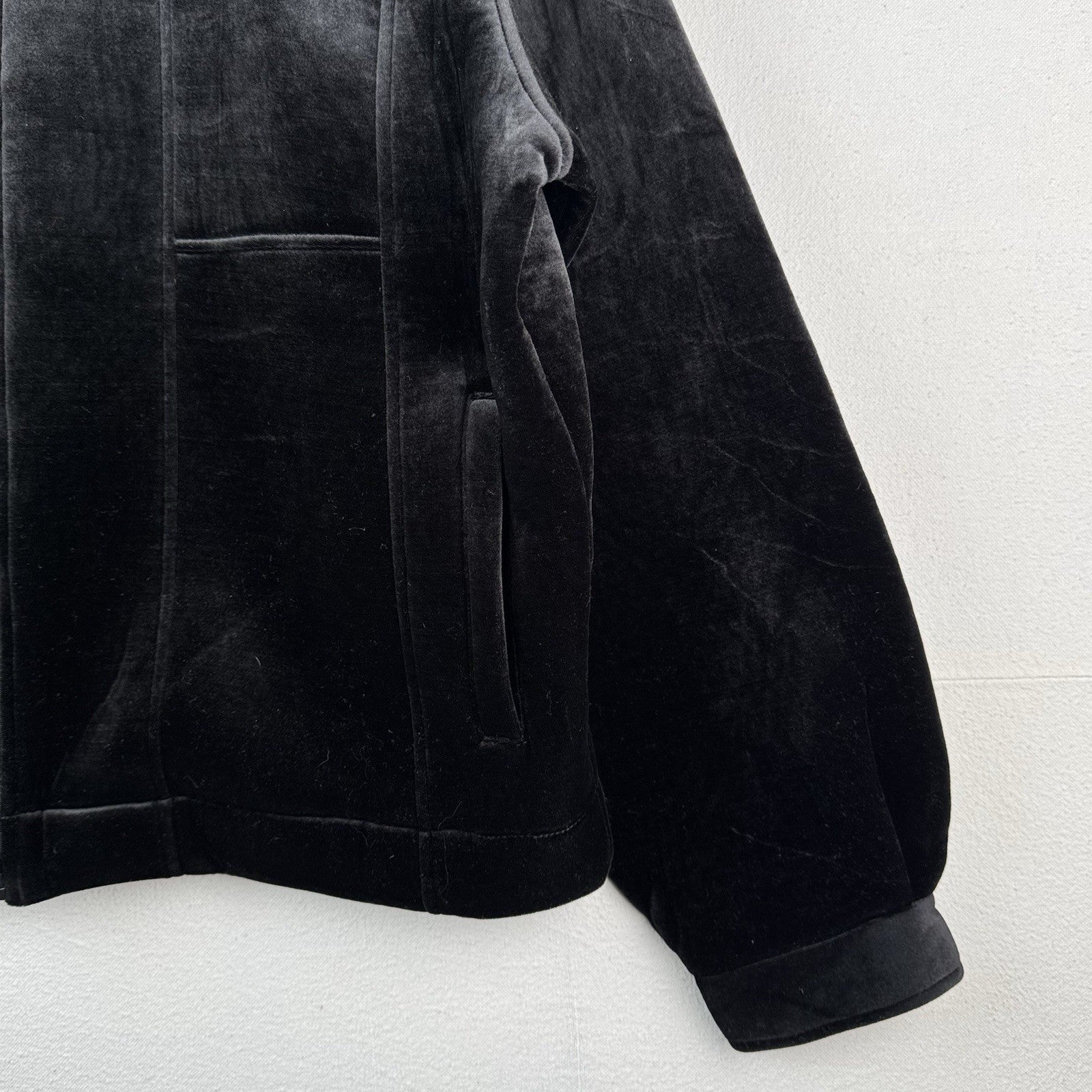 90’s Vtg Karl Kani Men’s 2XL XXL Black Velour Work Jacket Embroidered Logo Zip