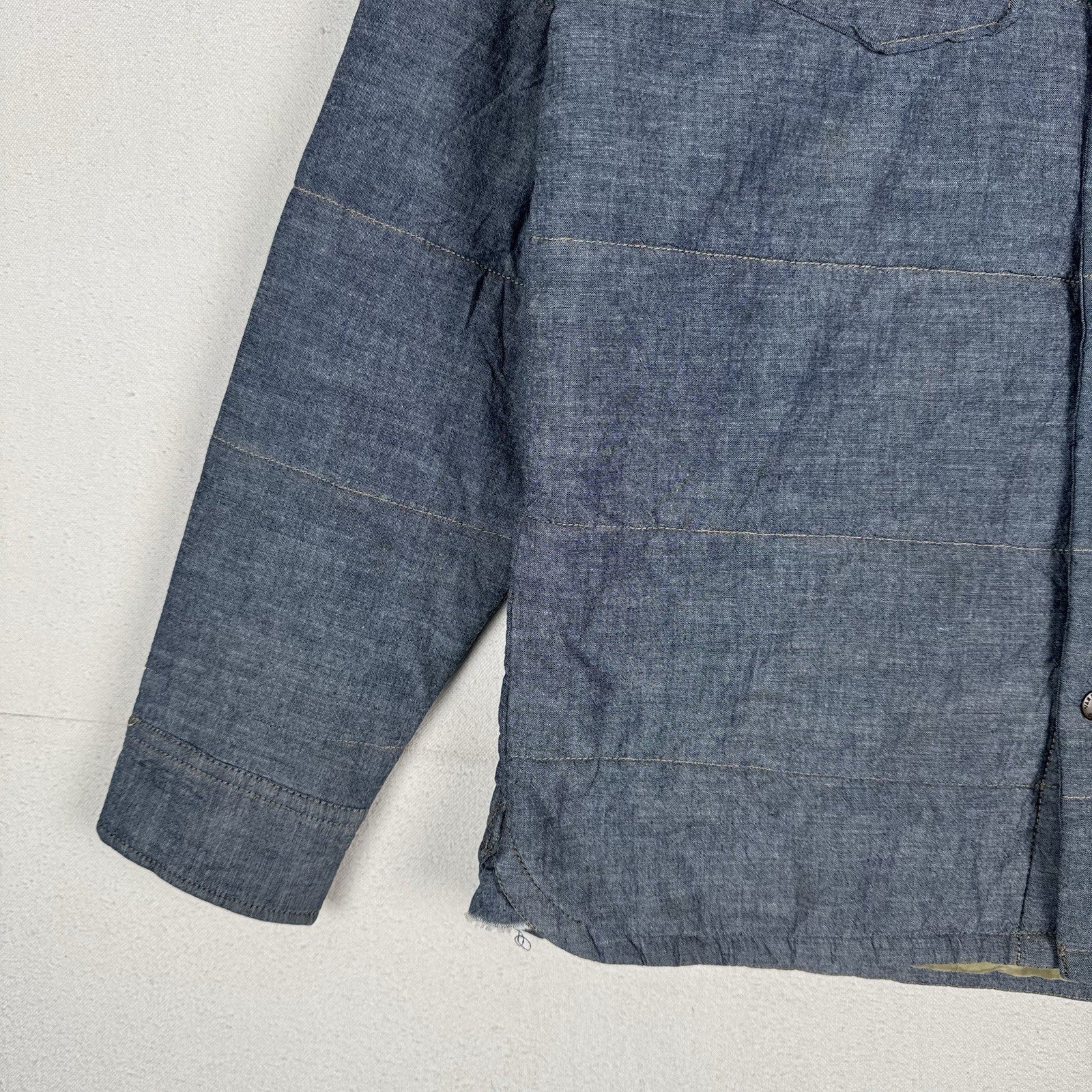 Vans Men’s Medium Denim Puffer Quilted Insulated Jacket Overshirt *Read