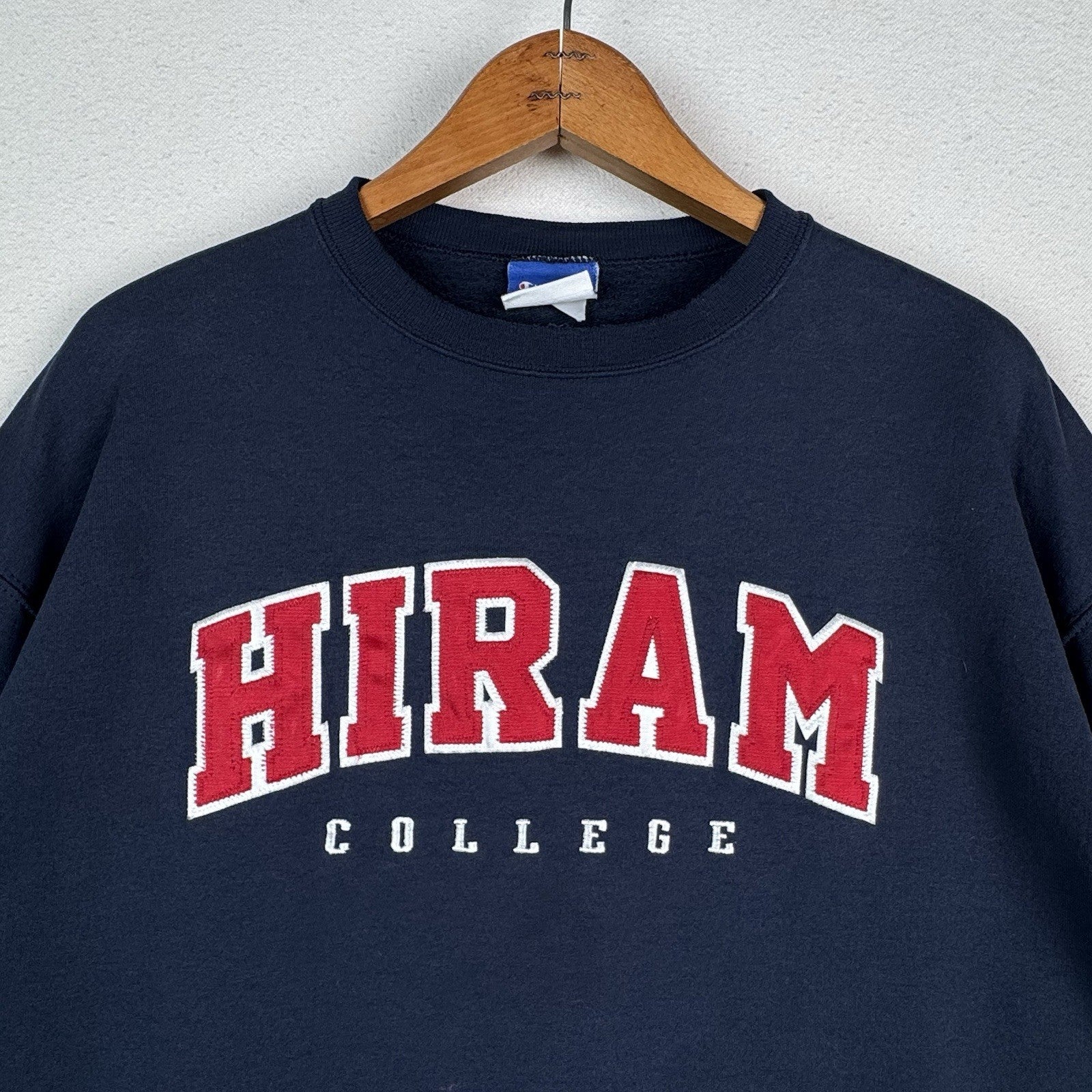 Vintage 90s Champion Hiram College Blue Sweatshirt Crewneck Embroidered XL *Read