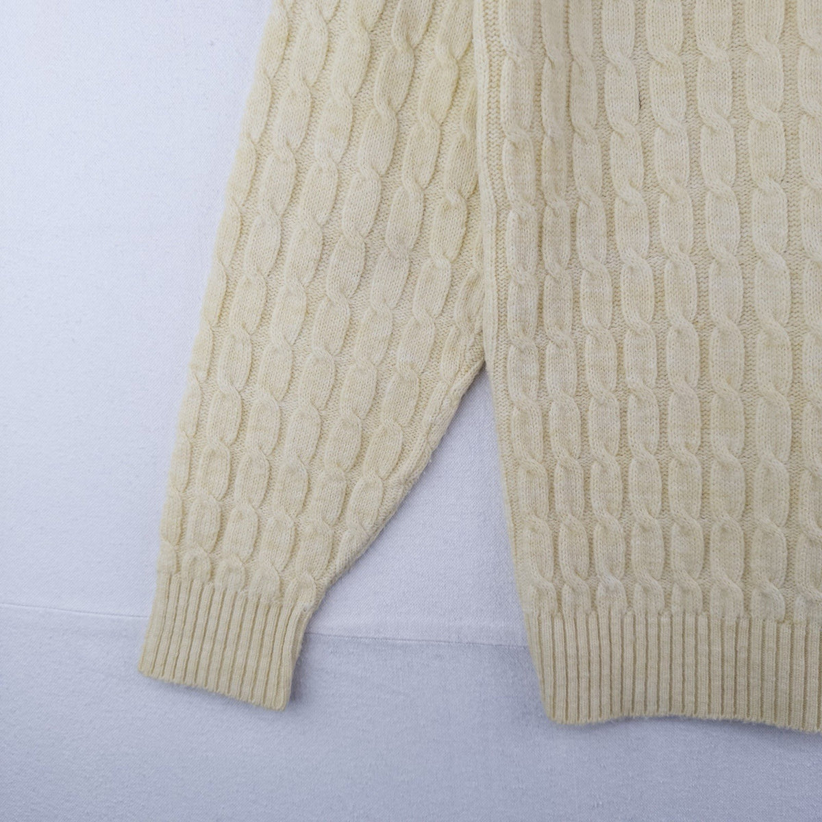 80’s Vtg Lord Jeff Sweater Men’s Large Yellow Cable-Knit Crewneck Pullover USA