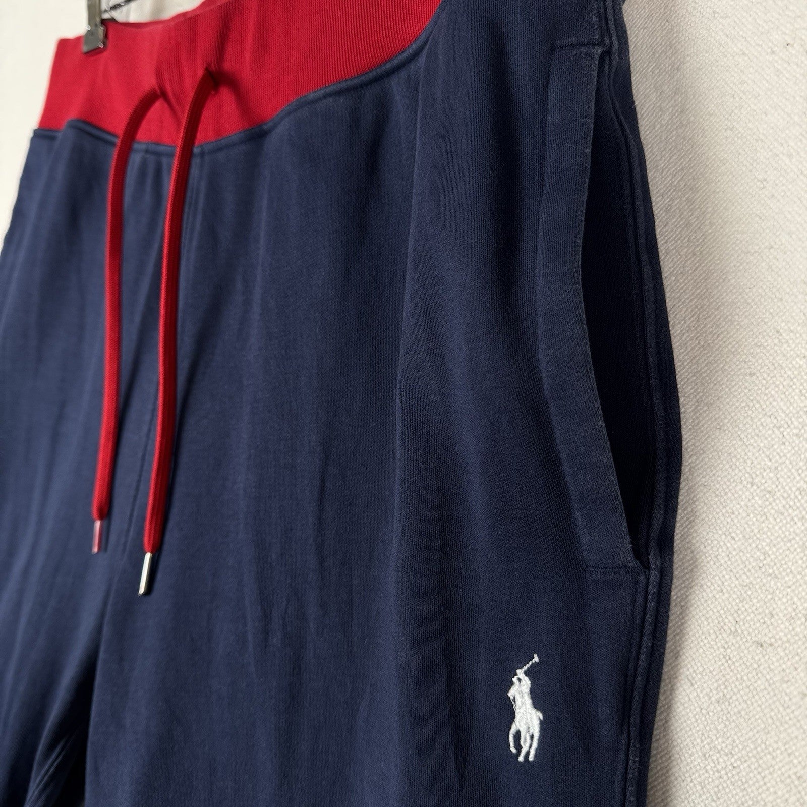 Polo Ralph Lauren Mens Medium Pants Navy Blue Cotton Interlock Jogger Track