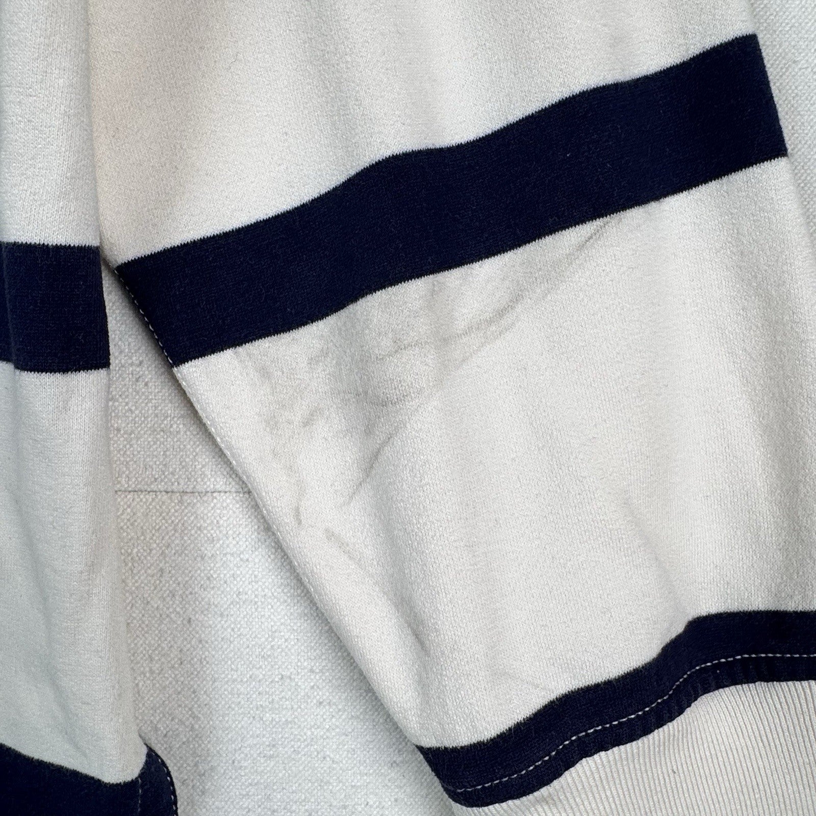Vtg Polo Ralph Lauren Rugby Polo Shirt Men's XXL Custom Fit White Blue Striped