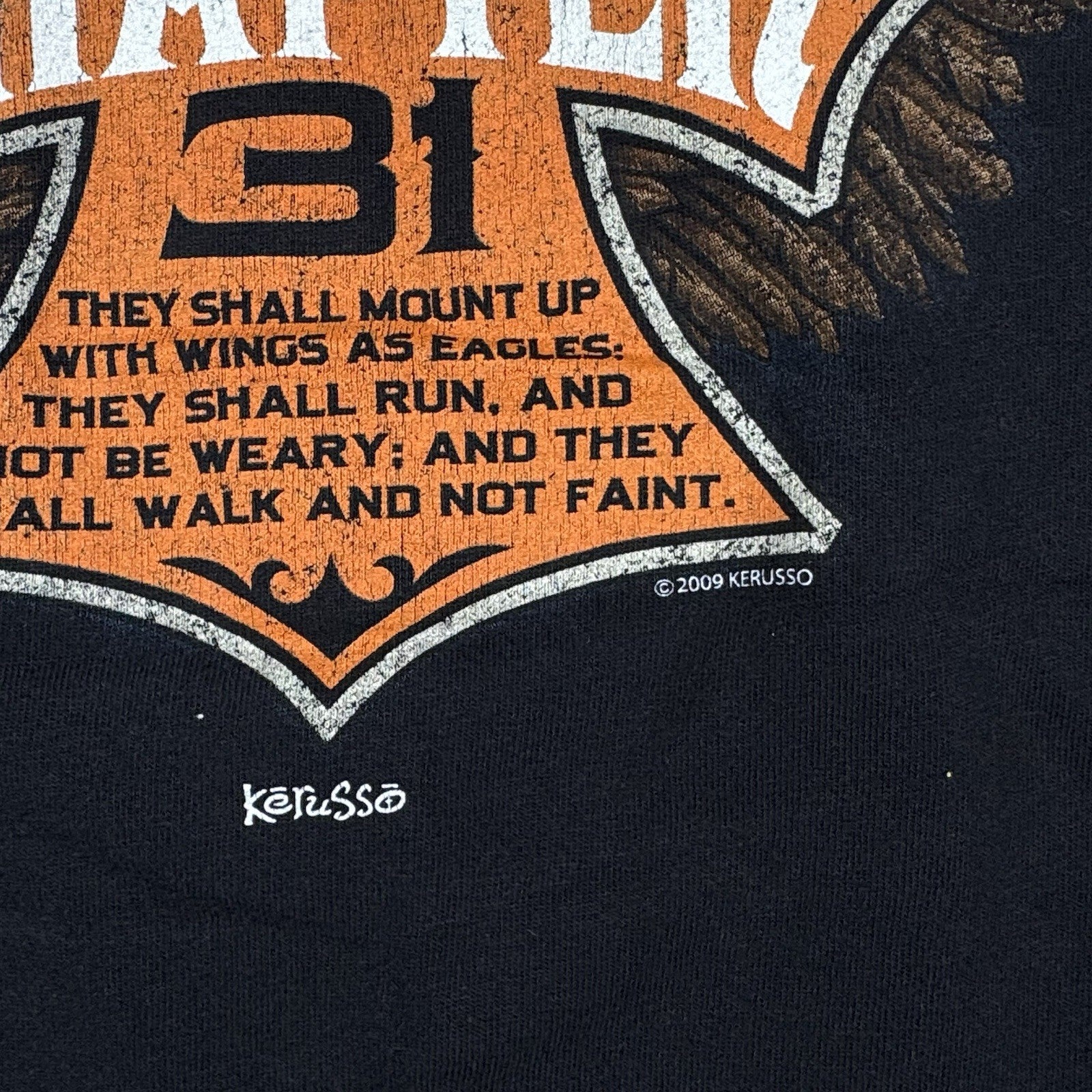 Mount Up With Wings As Eagles Isaiah 4:31 Black Motorcycle Biker T-Shirt Men’s L