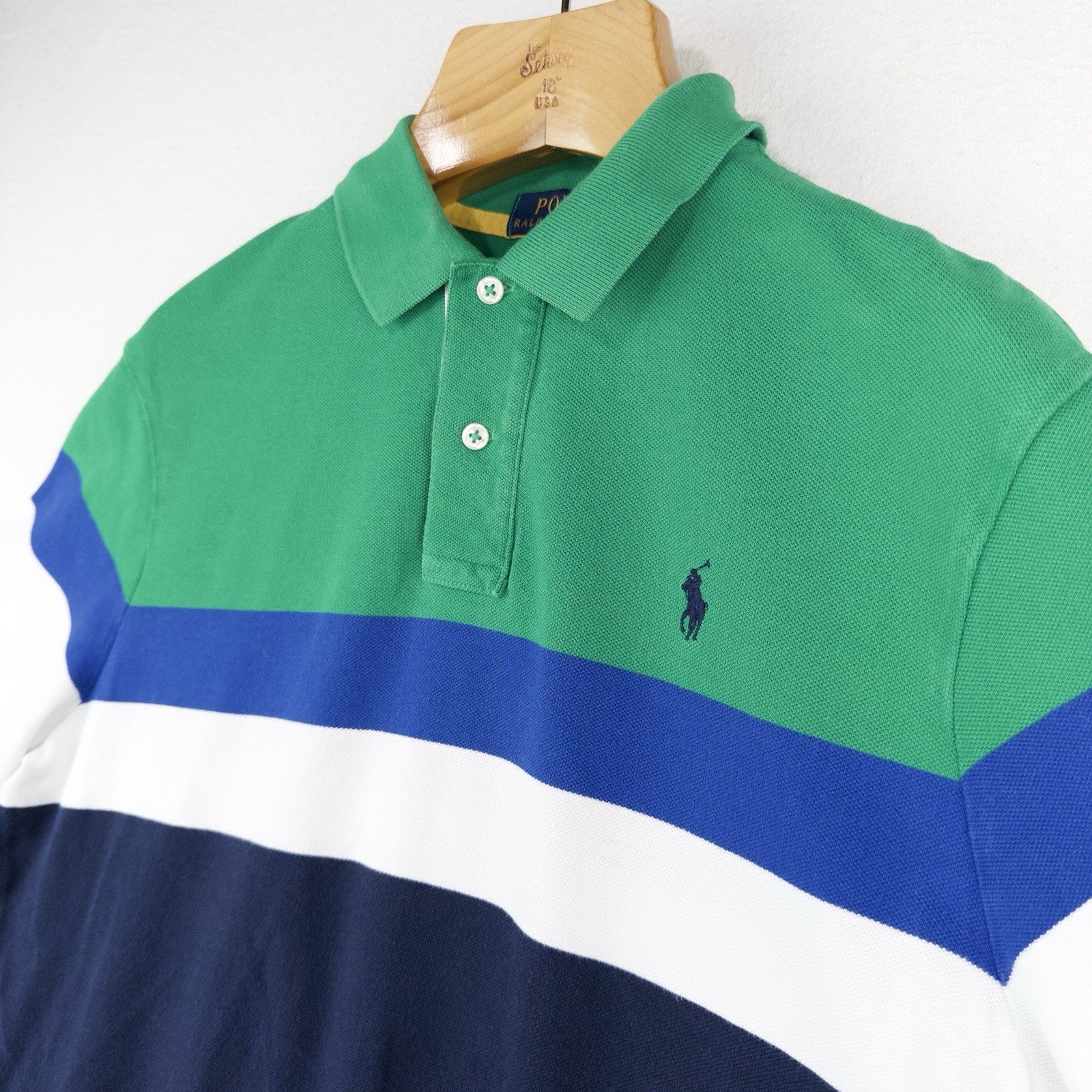 Polo Ralph Lauren Polo Shirt Men’s L Classic Fit Logo Mesh Striped Colorblock