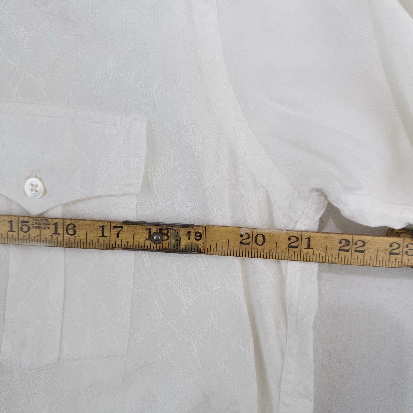 40’s Vtg British-imported Short Sleeve Button Up Jacquard White Shirt Thin L