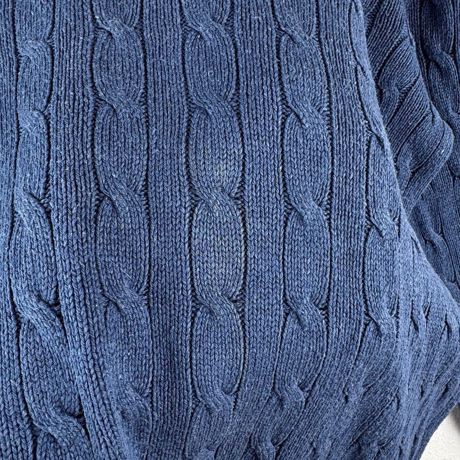 Vintage Polo Ralph Lauren 100% Silk Sweater Mens Large Blue Cable Knit V Neck