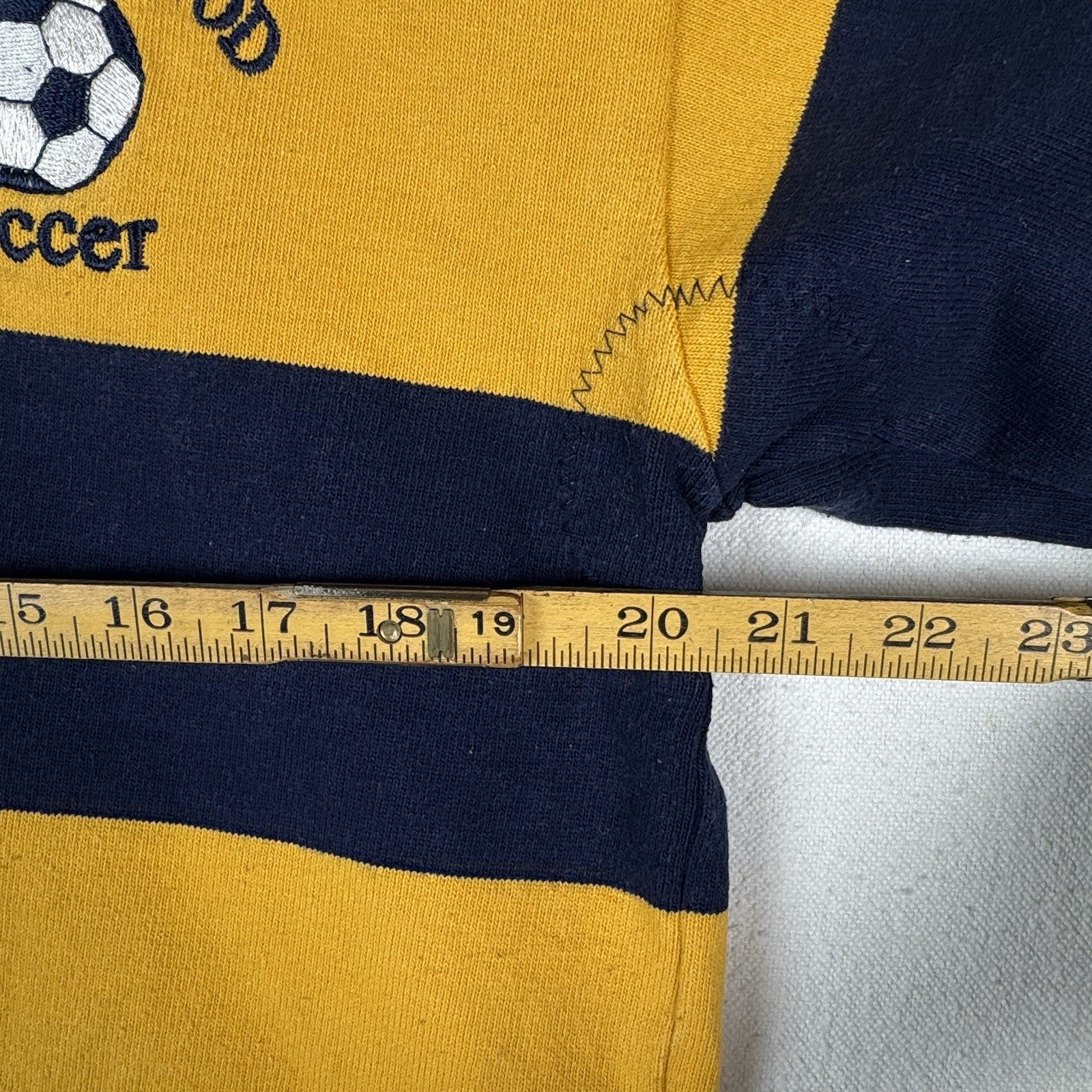 Barbarian Rugby Wear Men’s Large Soccer Navy & Yellow Striped Rugby Shirt