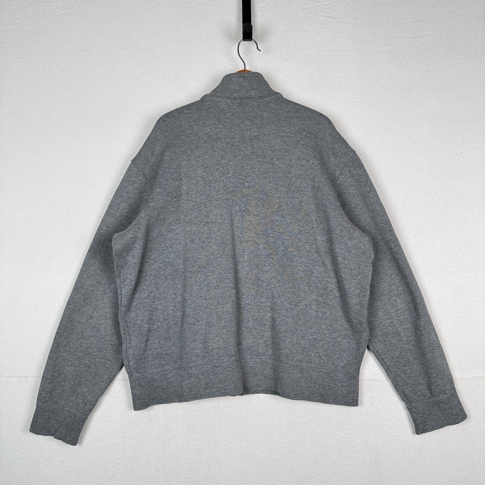 Vtg Polo Ralph Lauren Mens XL Gray Ribbed Cardigan Full Zip Sweater *Read