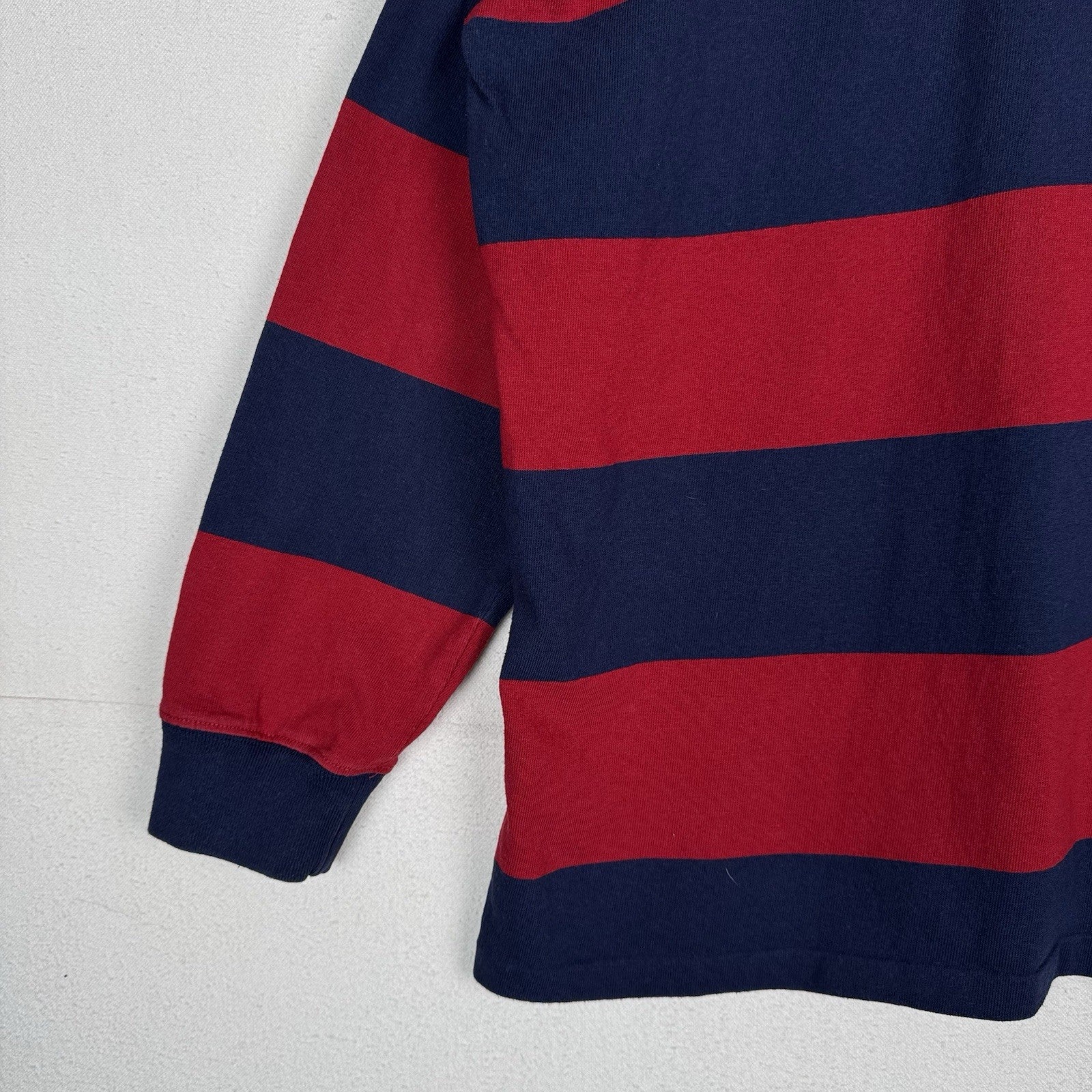 Polo Ralph Lauren Men's Navy/Dark Red Stripe Classic Fit Rugby Polo Shirt XL