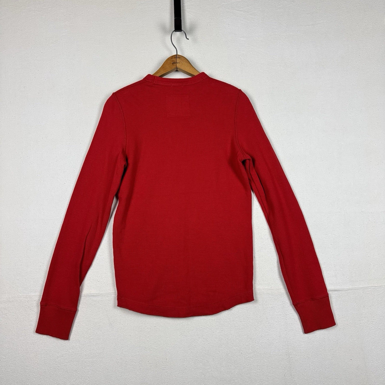 Abercrombie & Fitch Muscle Fit Thermal Waffle Long Sleeve Red Mens S A&F Sweater