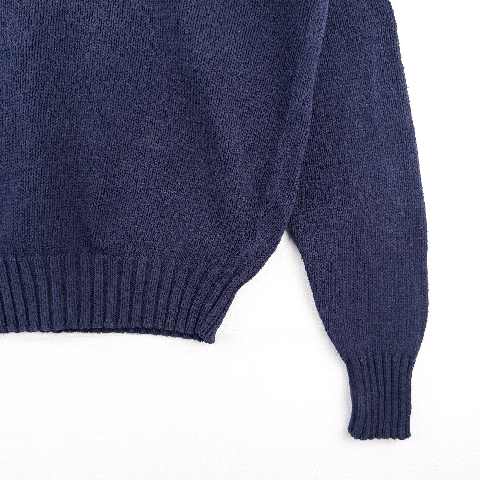 90's Vintage Polo Ralph Lauren Sweater Men's L Navy Blue Crewneck 100% Cotton