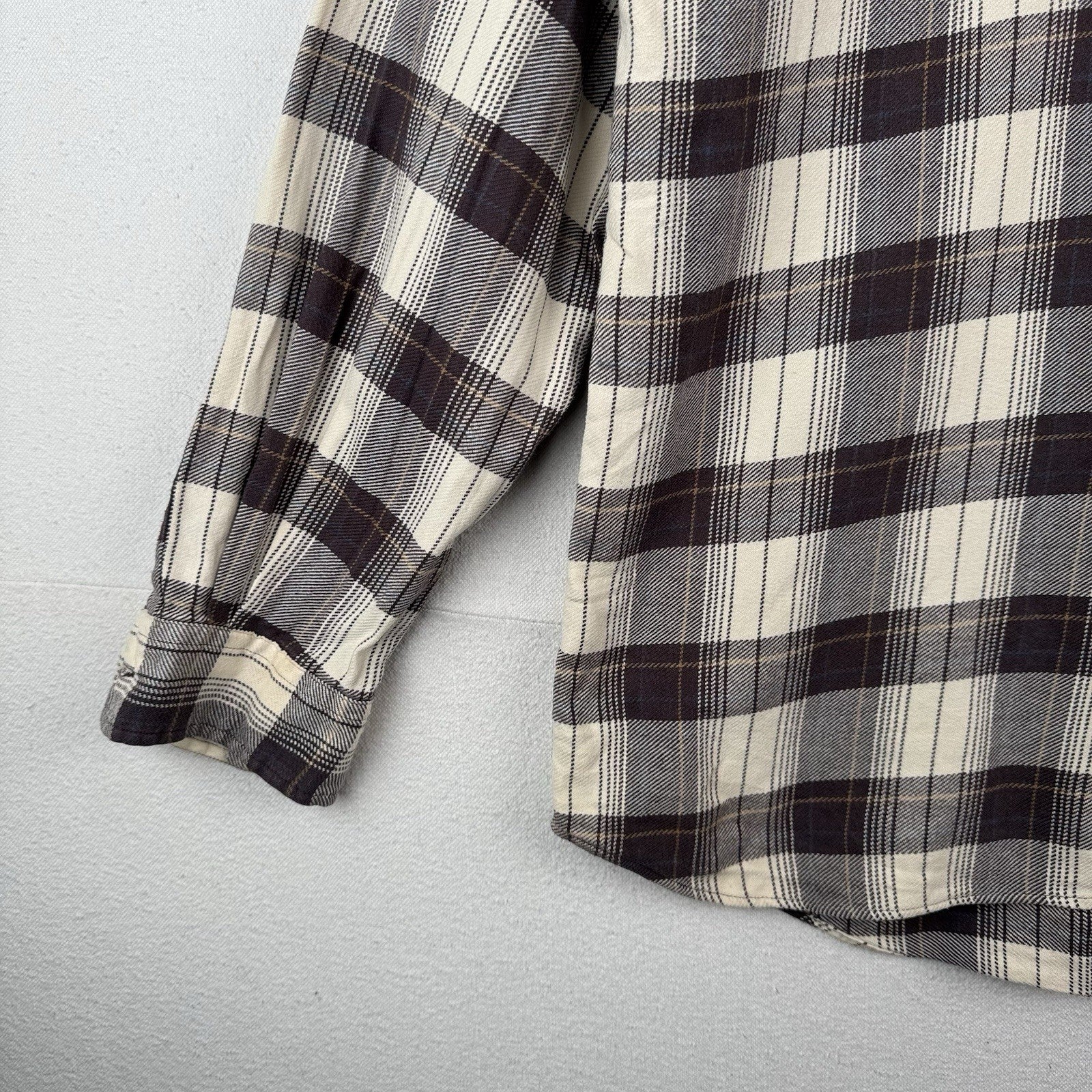 Vintage Ralph Lauren Shirt Mens L Brown Plaid Benford Flannel Cotton *Read