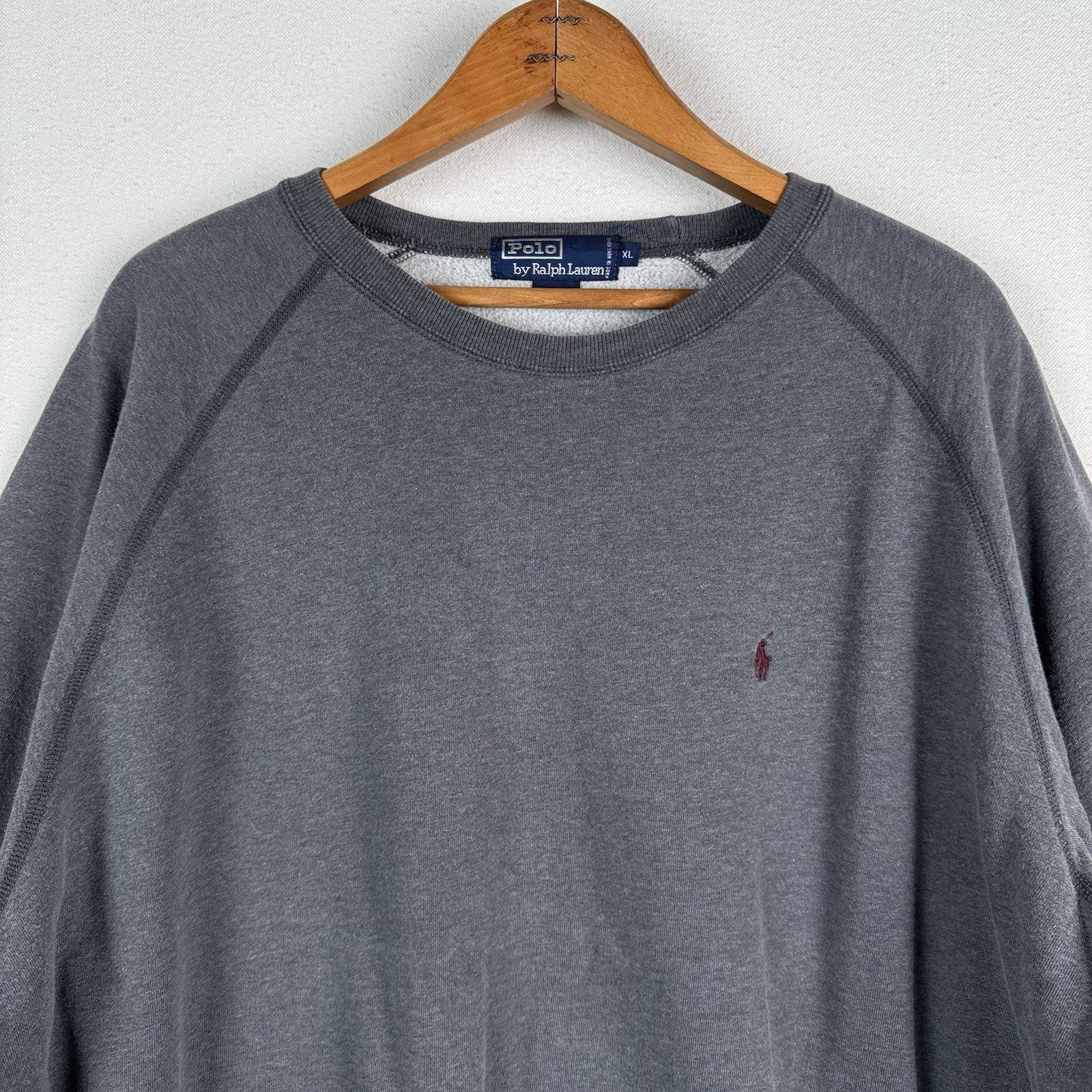 Vintage 90s Ralph Lauren Mens Medium Faded Crewneck Sweatshirt Heather Gray