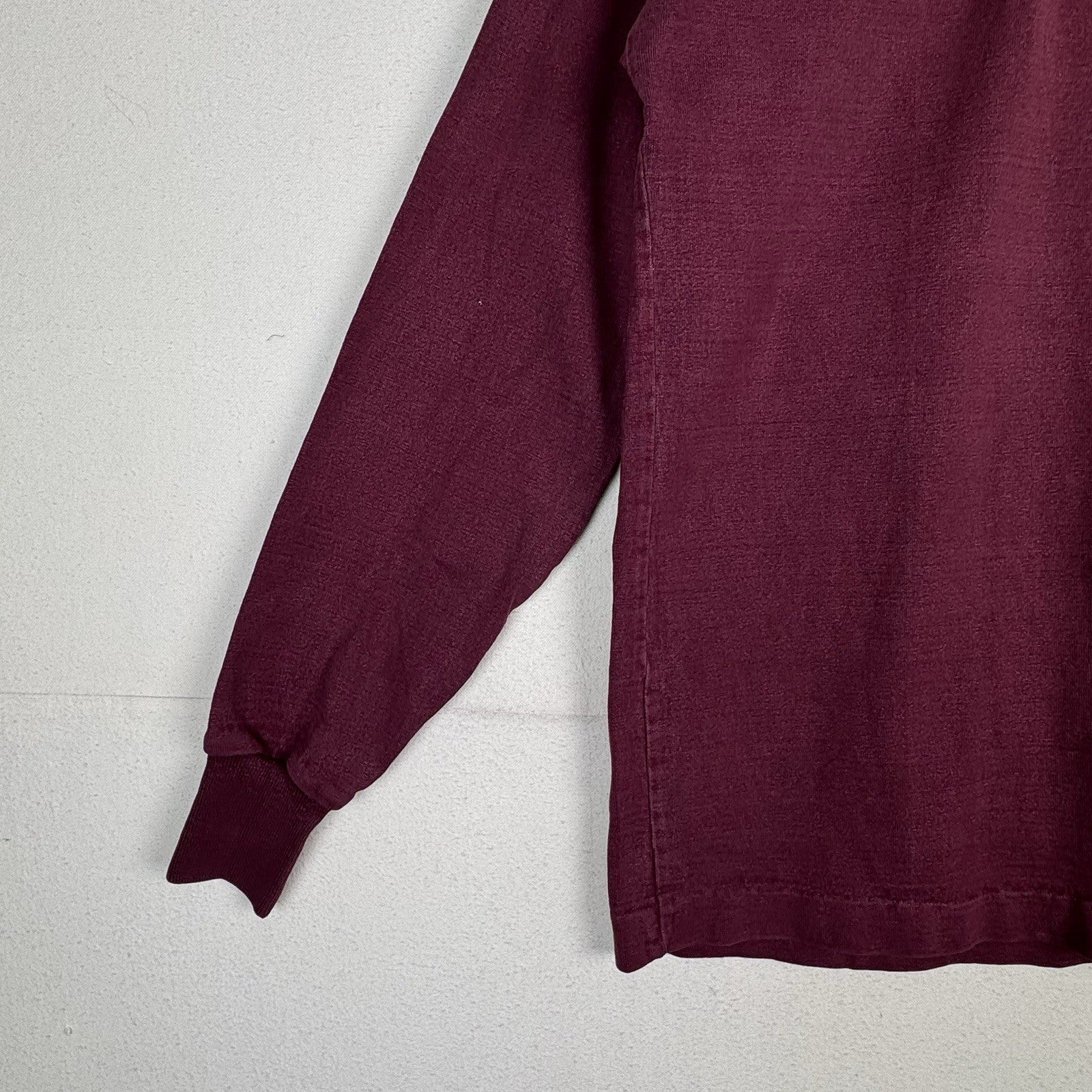 L.L. Bean Rugby Polo Shirt Mens L Large Tall Vintage Burgundy Long Sleeve