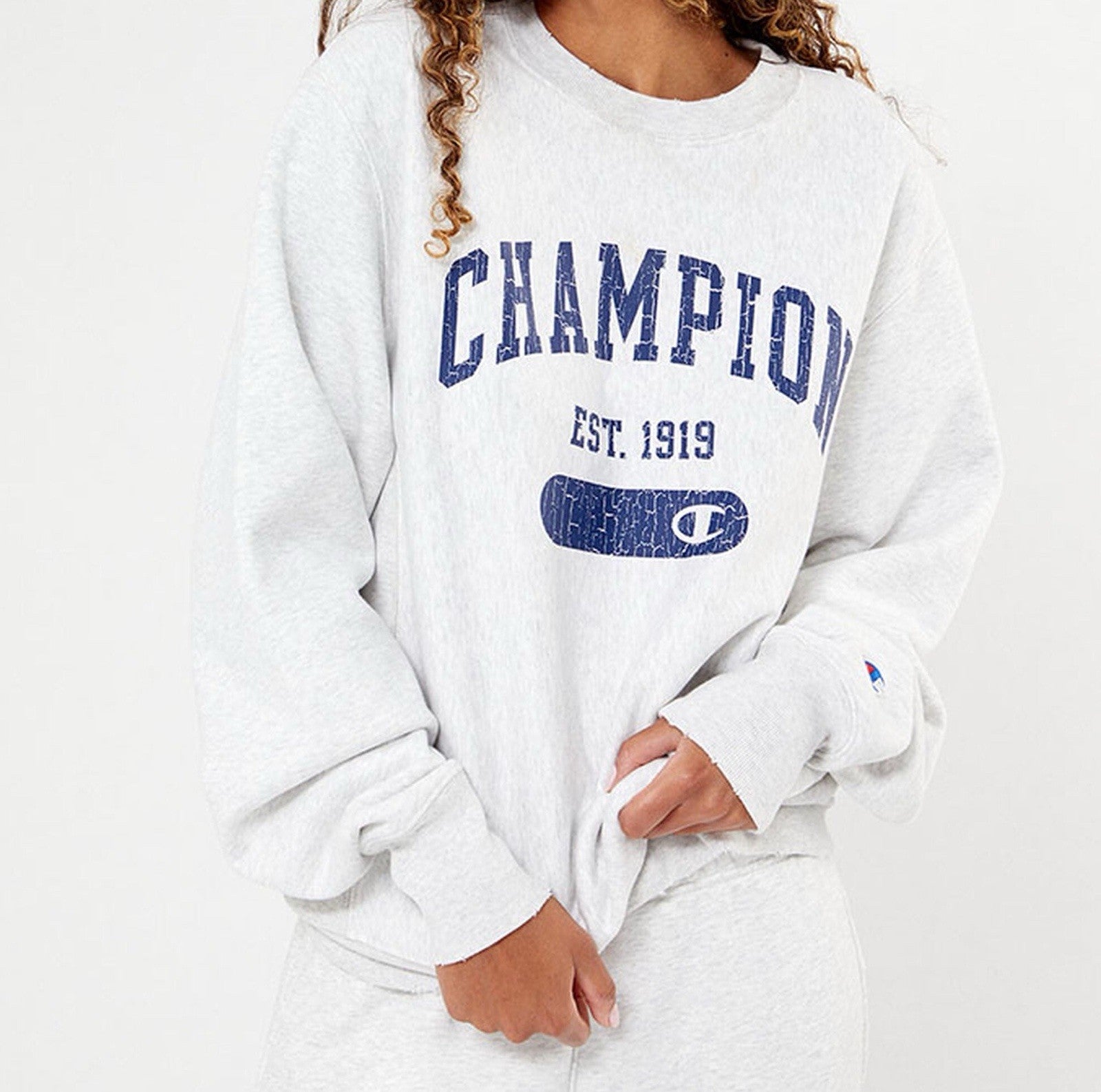 Champion Reverse Weave Sweatshirt Spell-out Side Gusset Men’s XS Gray